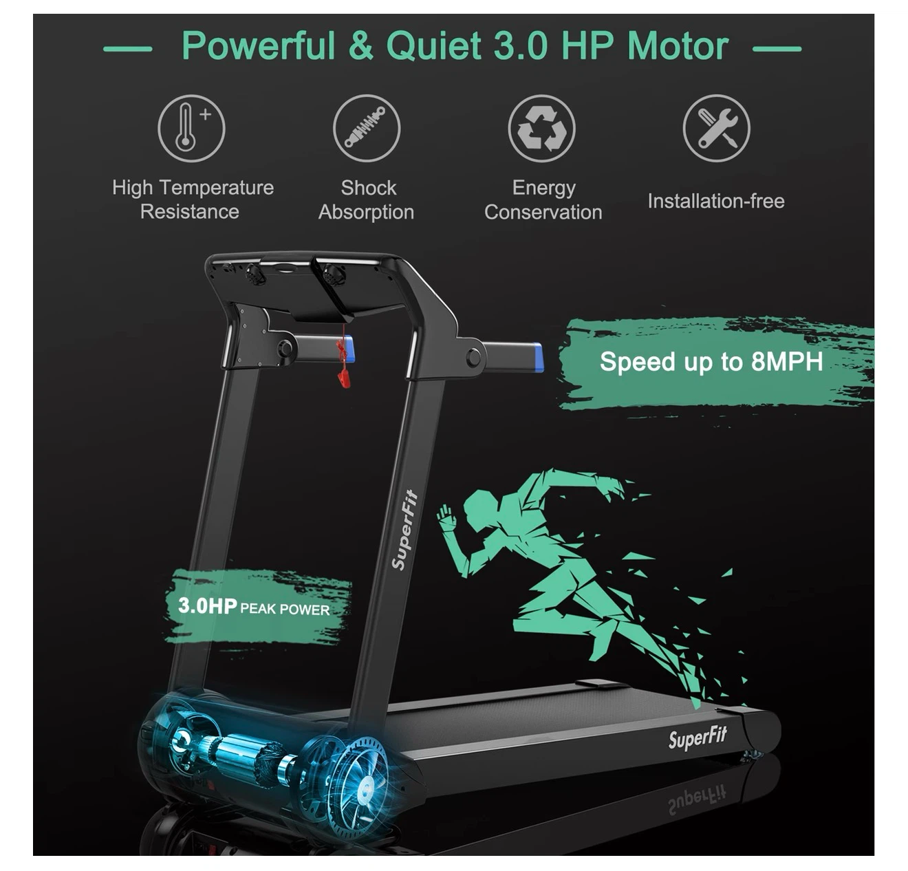 SuperFit 3.0HP Electric Treadmill - photo 4