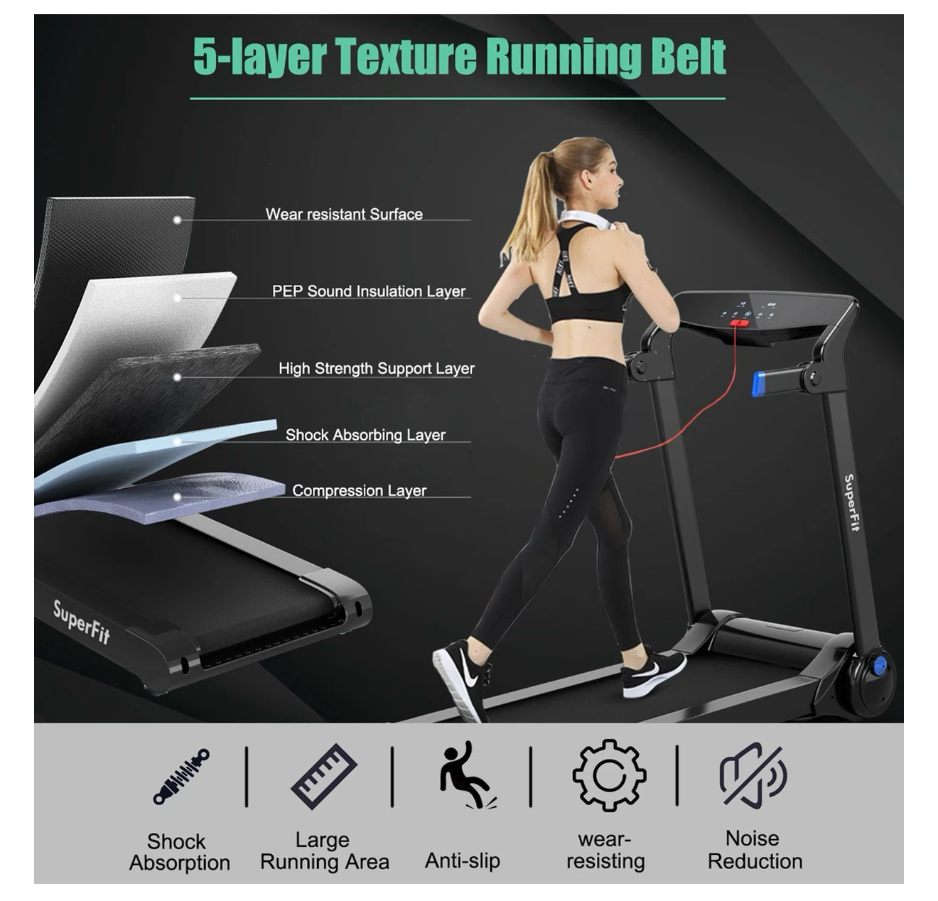 SuperFit 3.0HP Electric Treadmill - photo 5