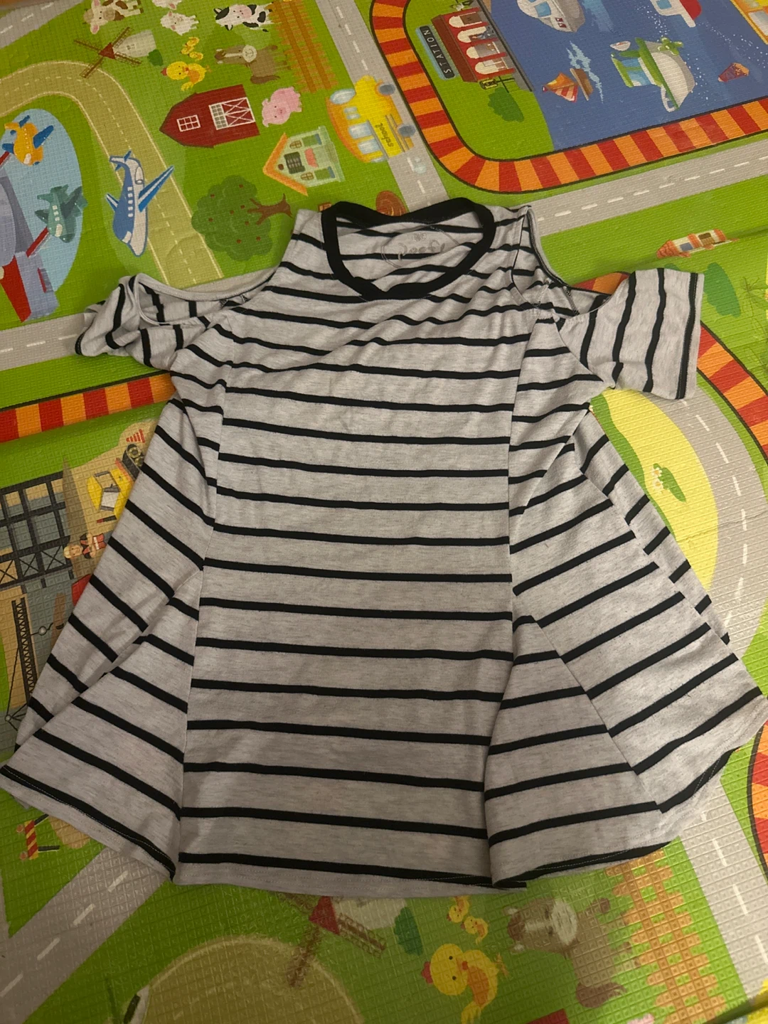 Peefi Striped Cold Shoulder Top