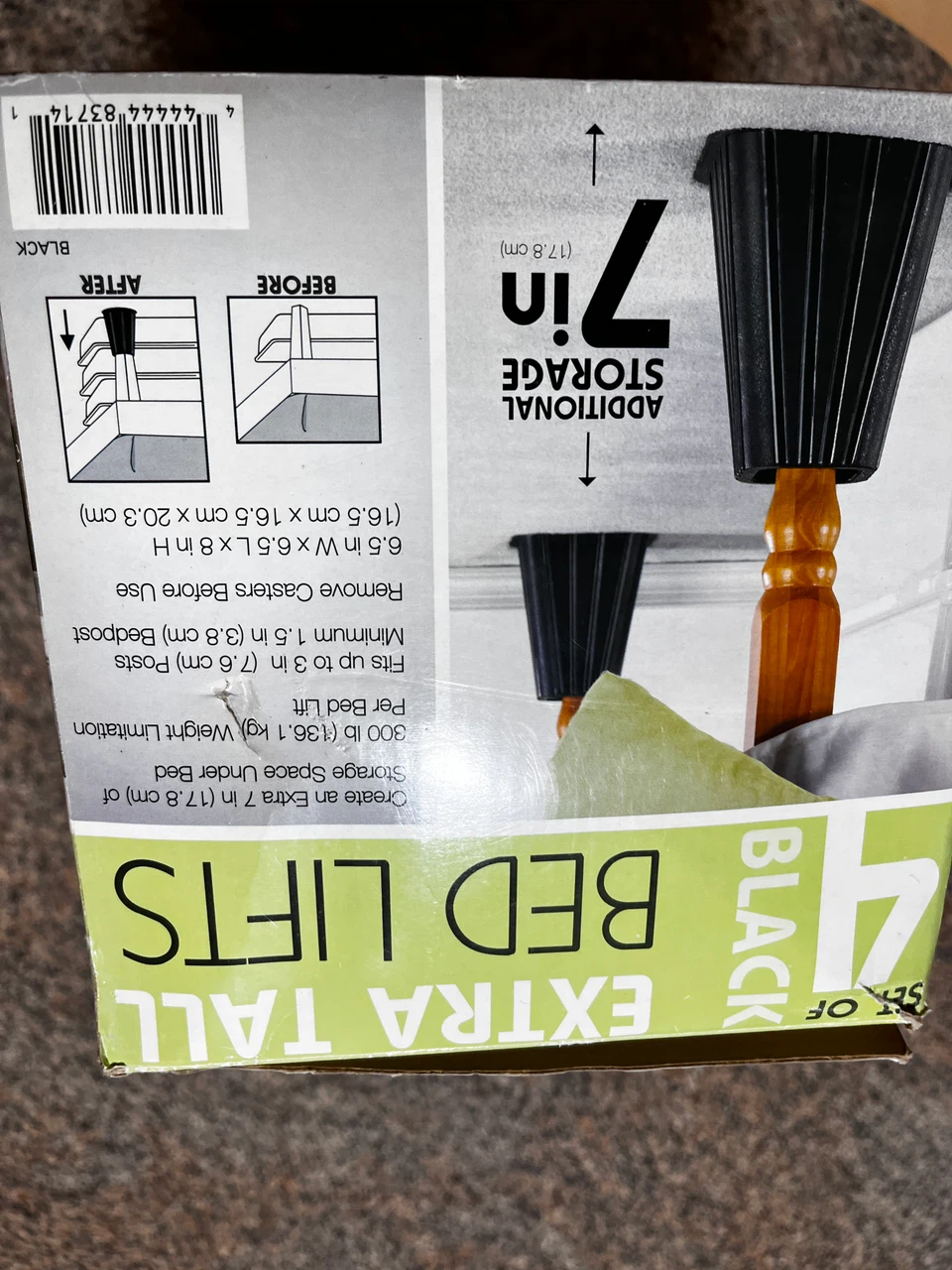Bed Bath & Beyond Set of 4 Black Extra Tall Bed Lifts