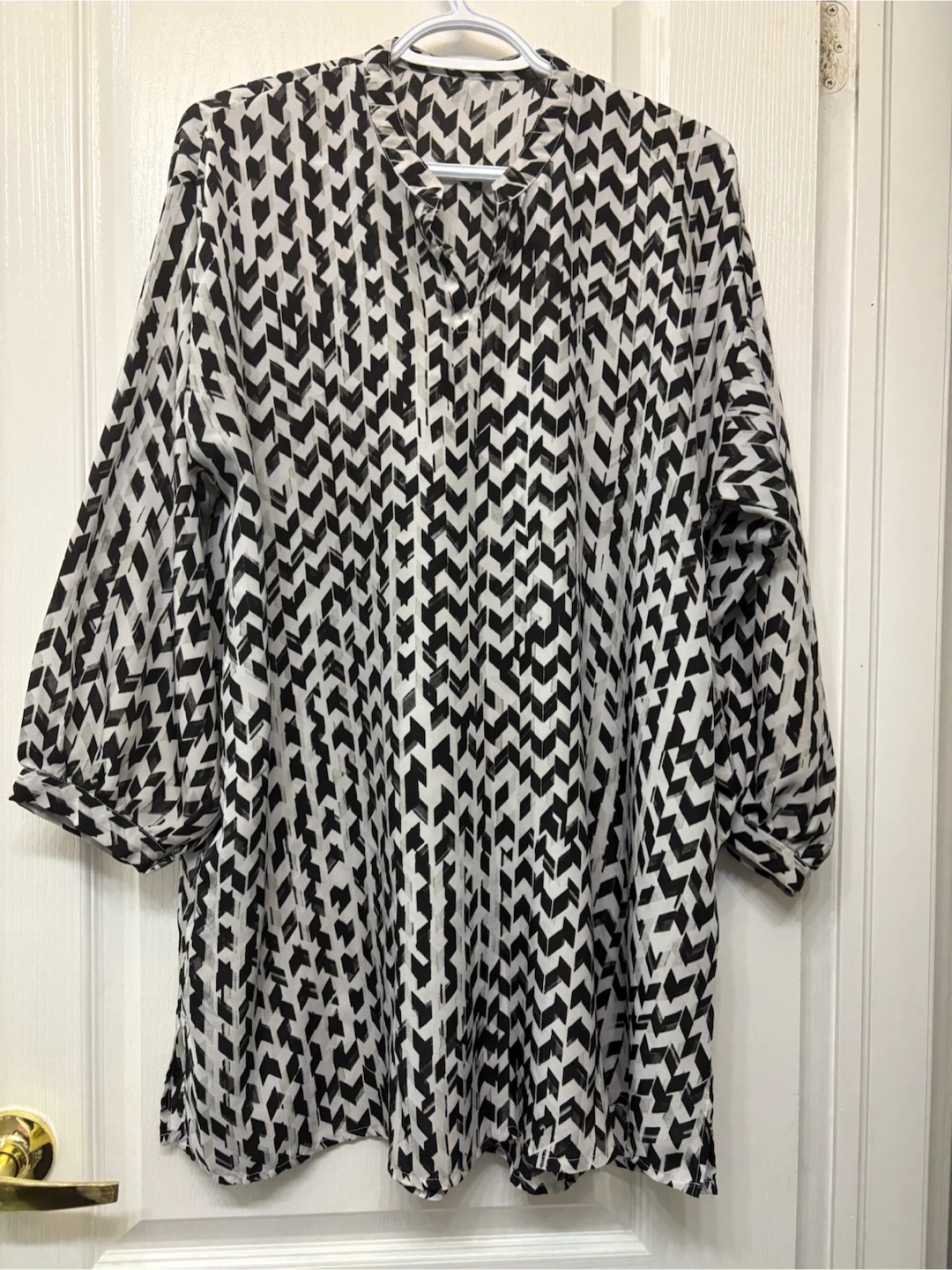 Black and White Geometric Pattern Dress L