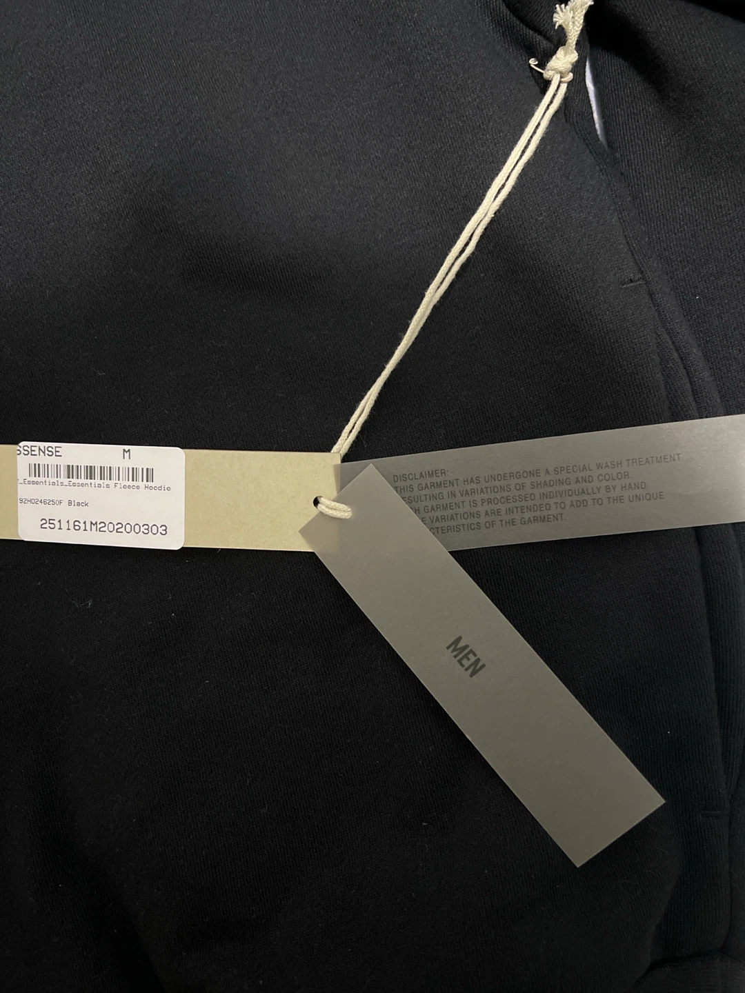 Fear of God Essentials Fleece Hoodie - Black - photo 3