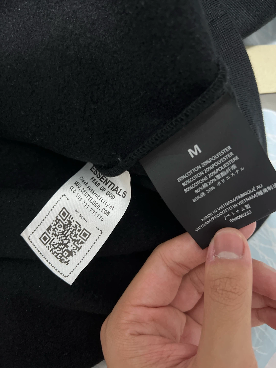 Fear of God Essentials Fleece Hoodie - Black - photo 4