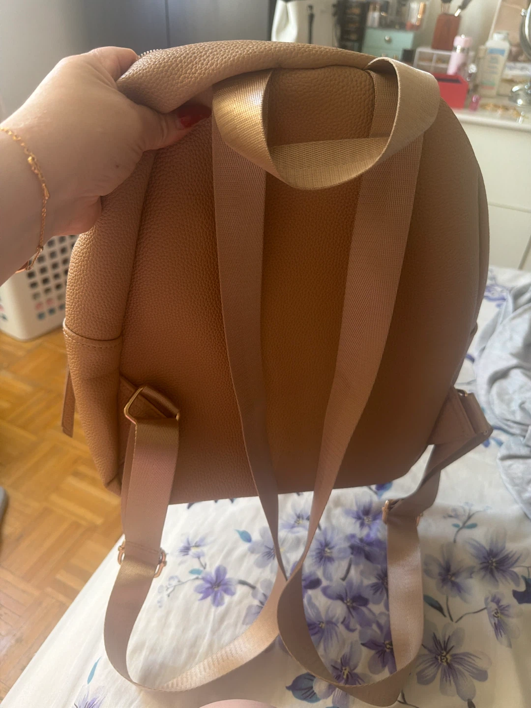 Tan Faux Leather Mini Backpack - photo 2