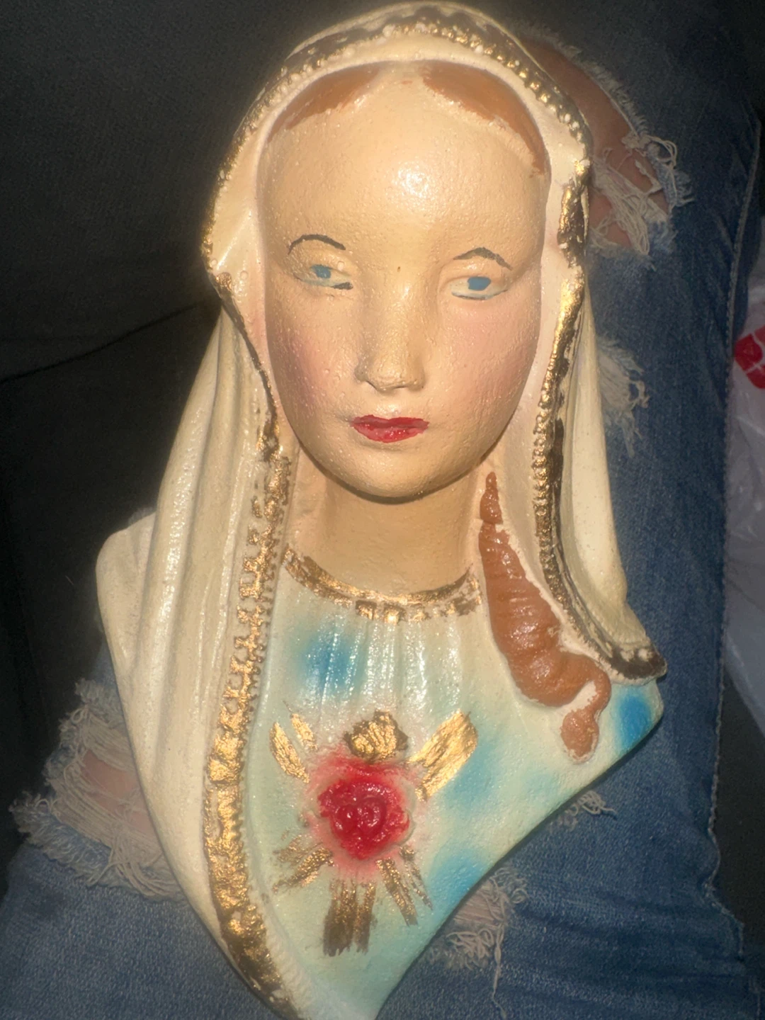 Vintage Wall Mount Busts of Jesus and Mary - photo 2