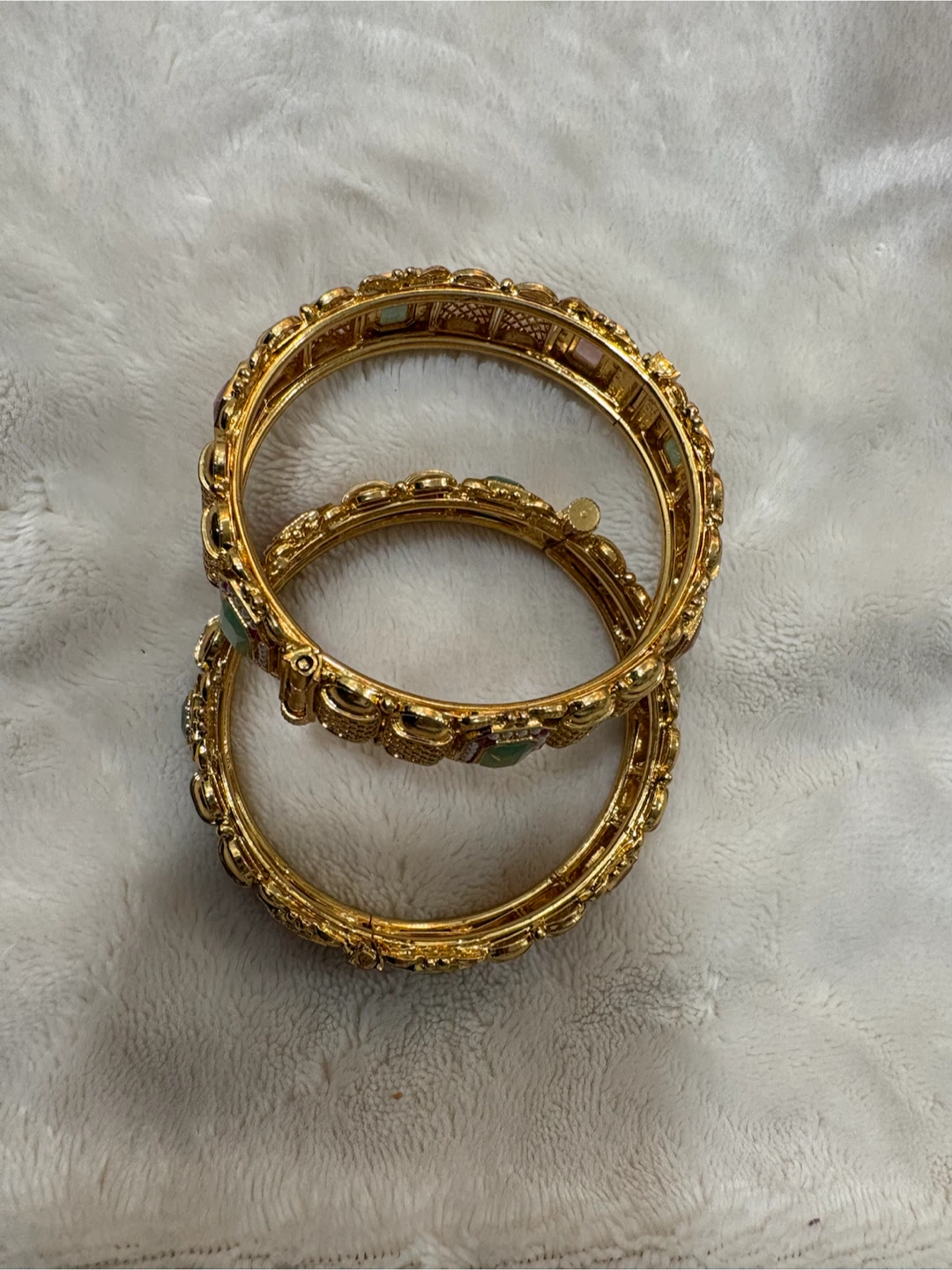 Pair of Gold Tone Hinged Bangles