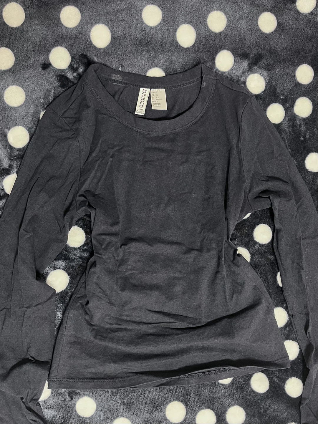 H&M Scoop Neck Long Sleeve Navy Blue Top
