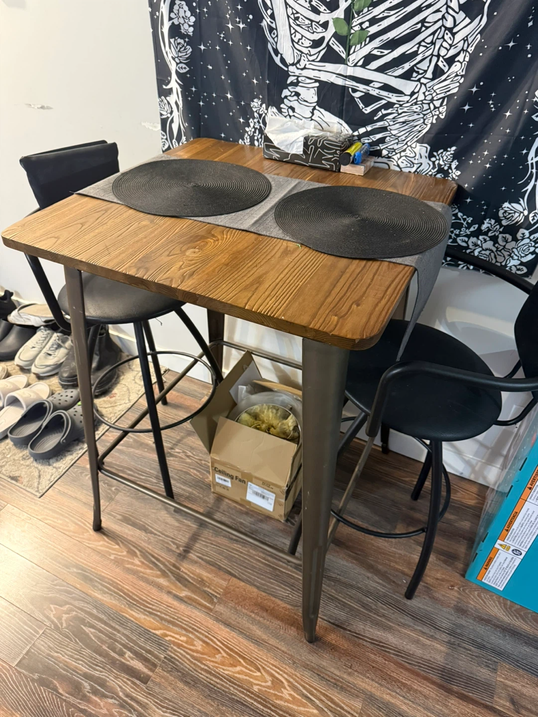 Pub Table and Two Swivel Bar Stools