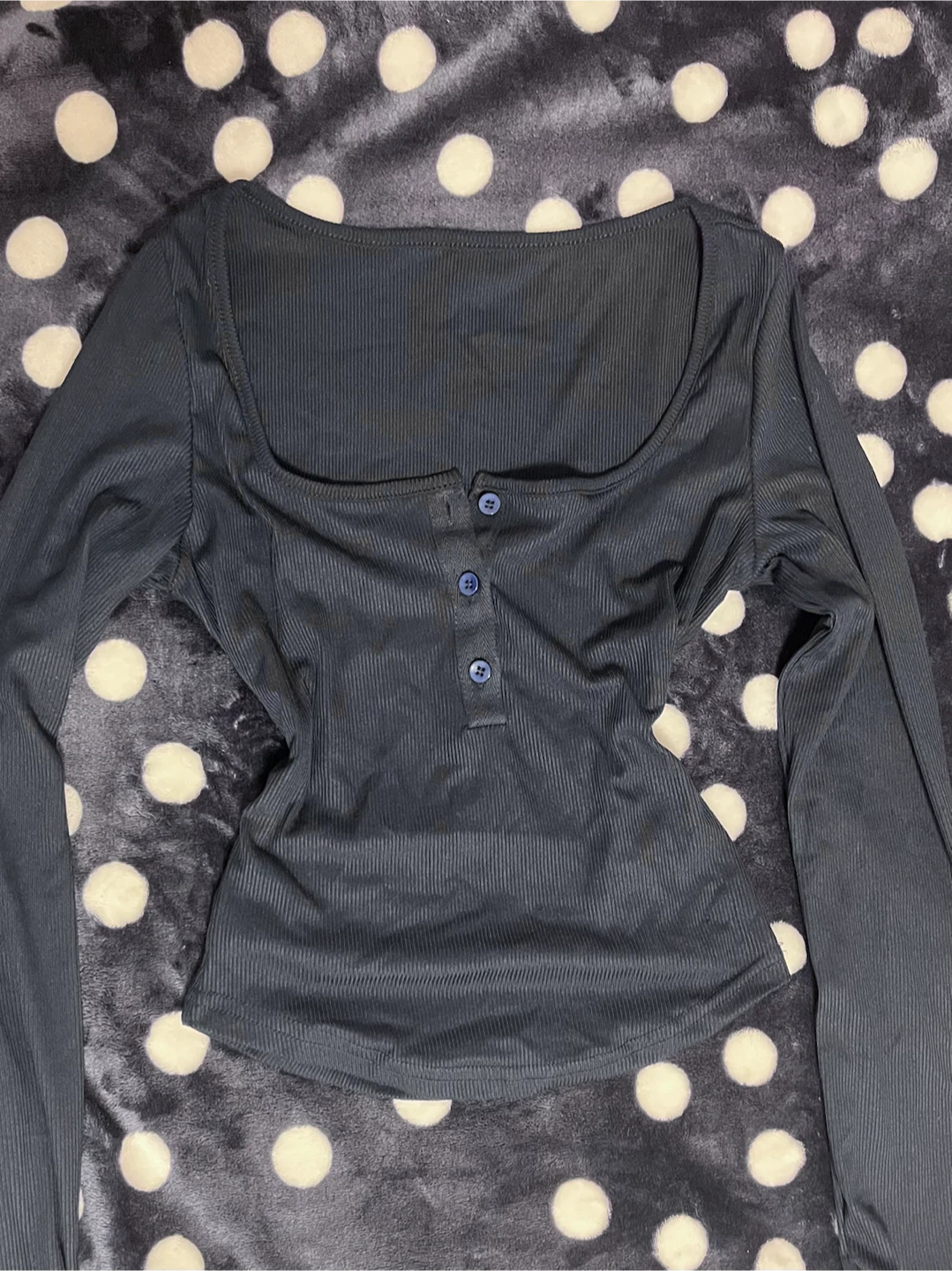 Ribbed long sleeve henley tops