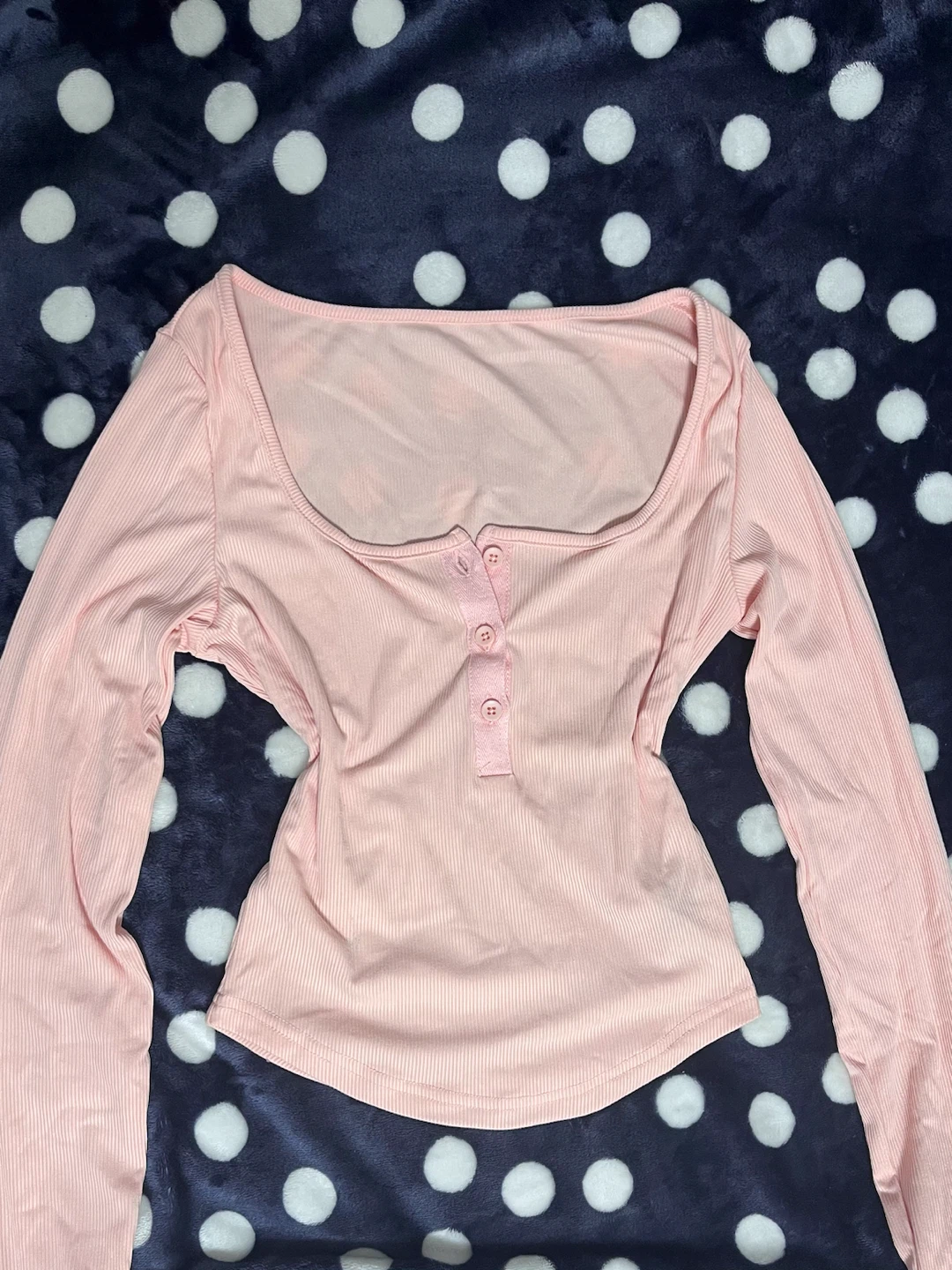 Ribbed long sleeve henley tops - photo 2