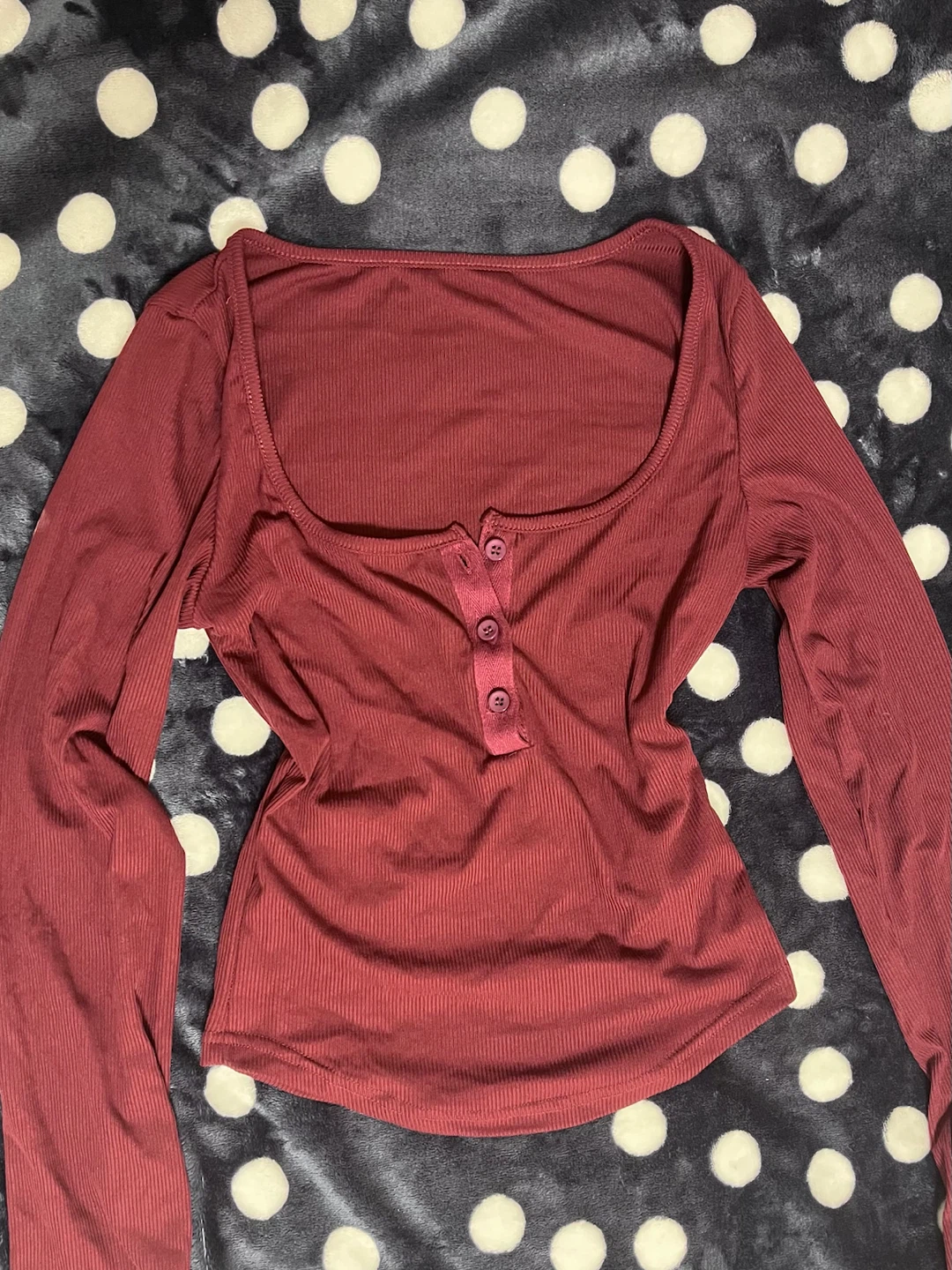 Ribbed long sleeve henley tops - photo 3