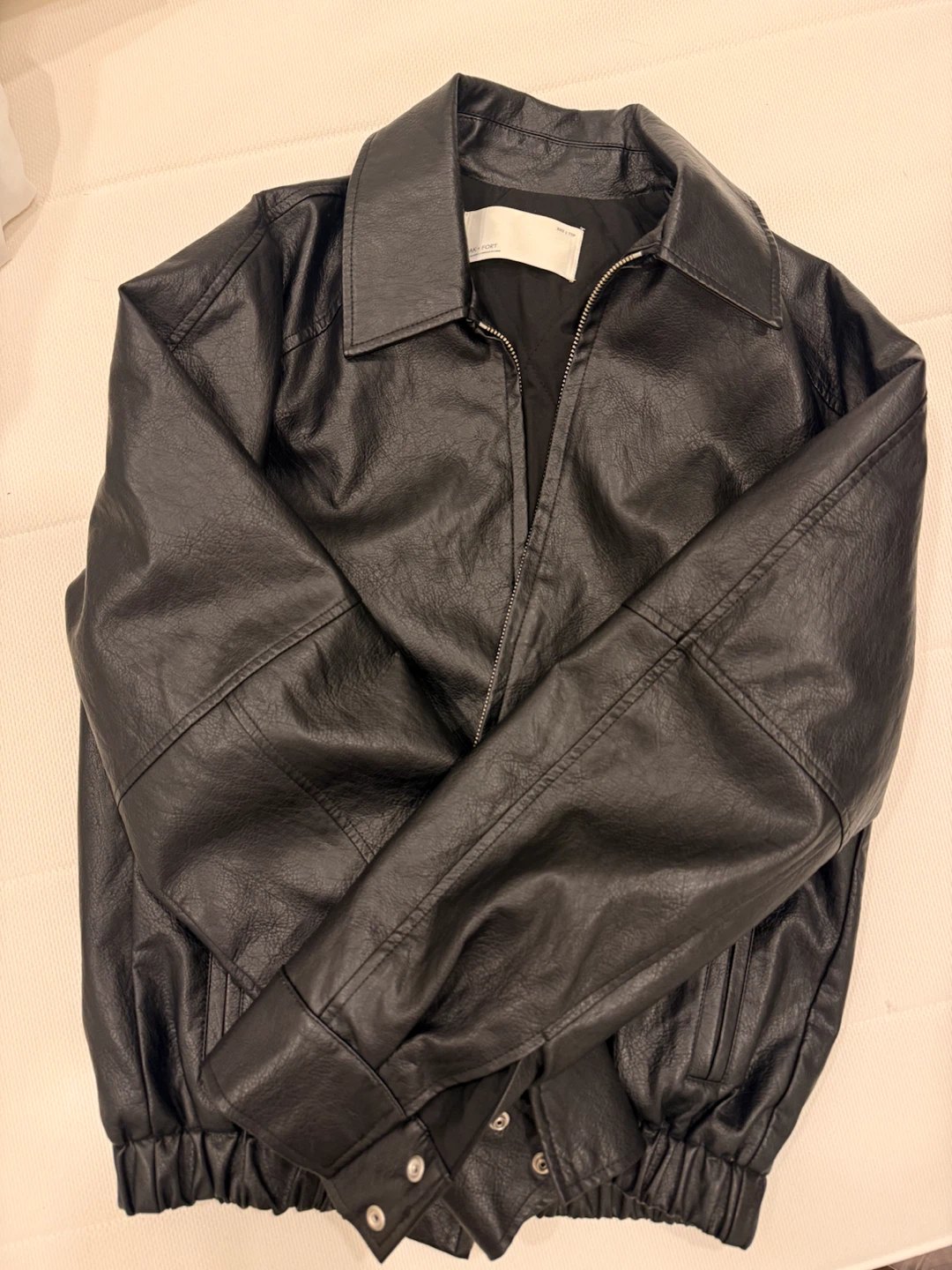 Oak + Fort Black Faux Leather Jacket