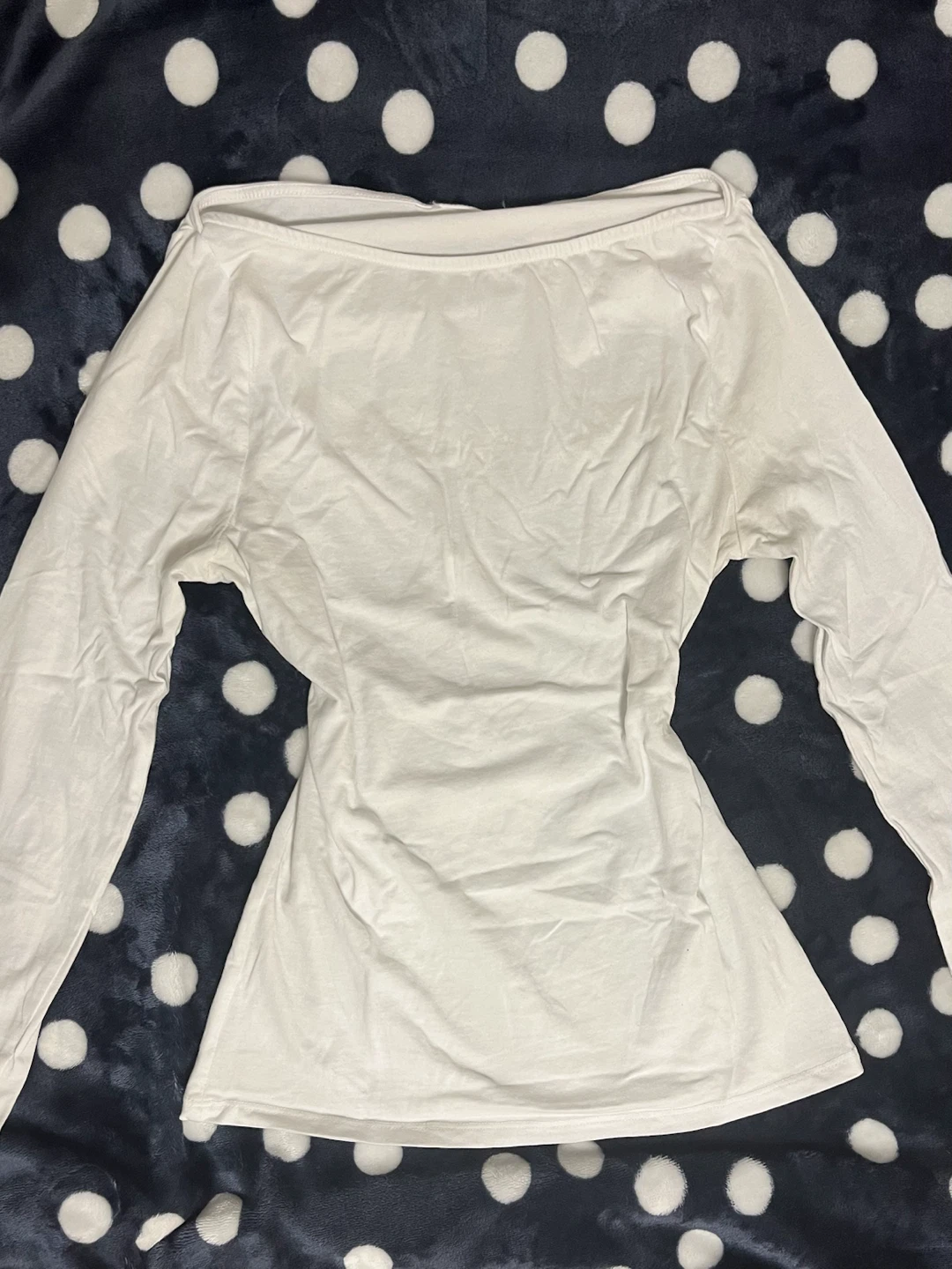 White boat neck long sleeve top
