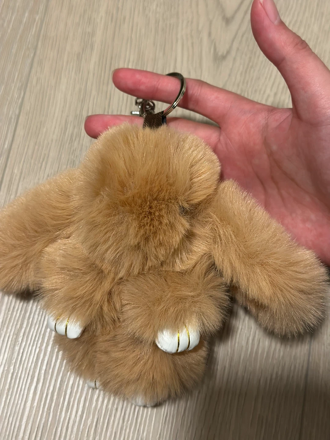 Fluffy Tan Rabbit Bag Charm Keychain
