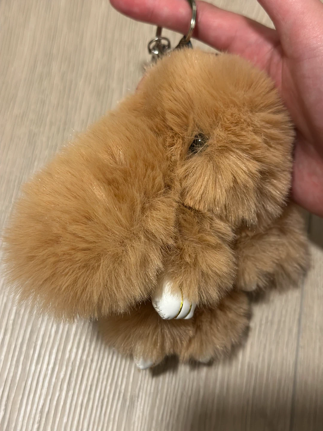 Fluffy Tan Rabbit Bag Charm Keychain - photo 2