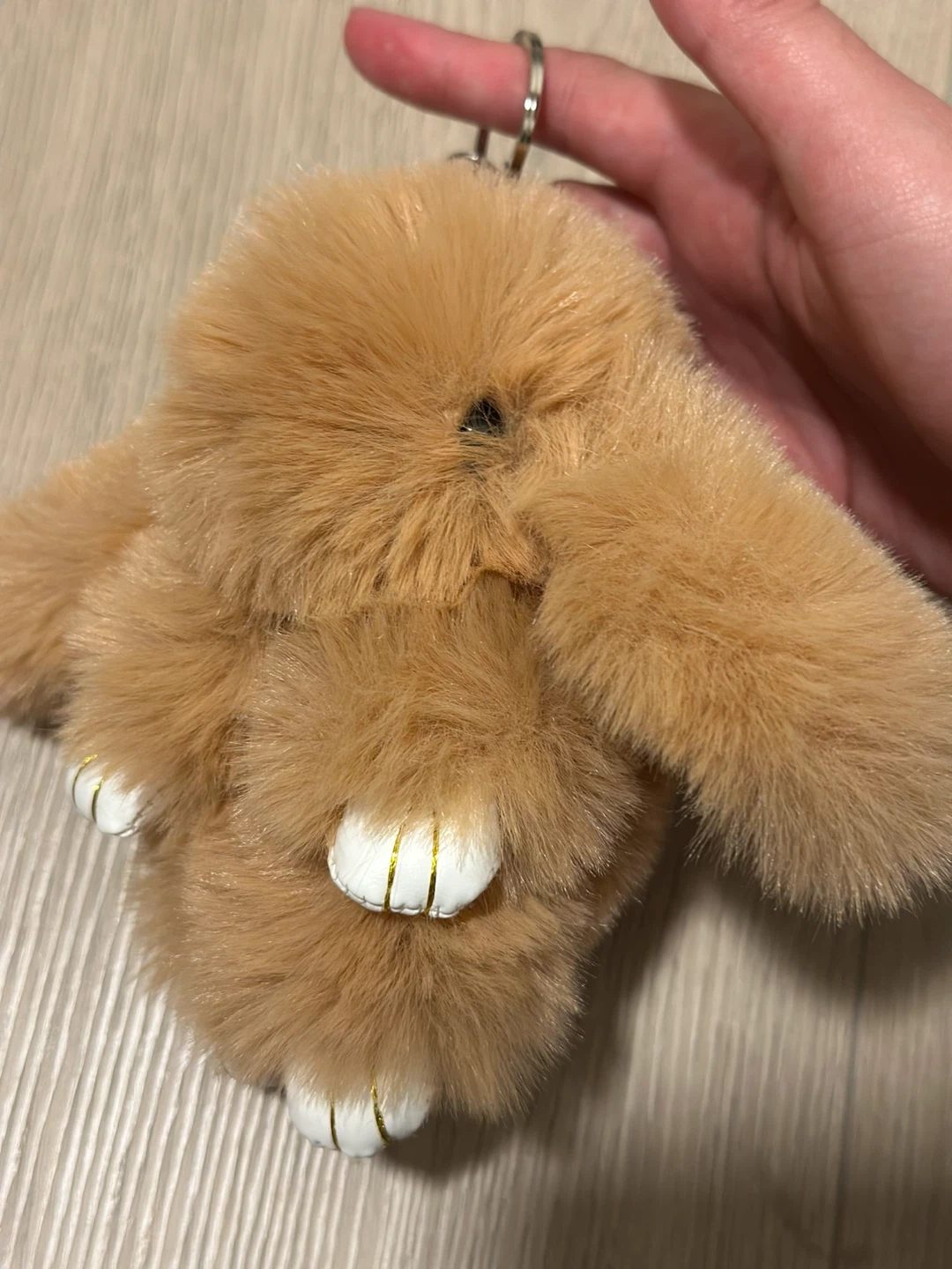 Fluffy Tan Rabbit Bag Charm Keychain - photo 3