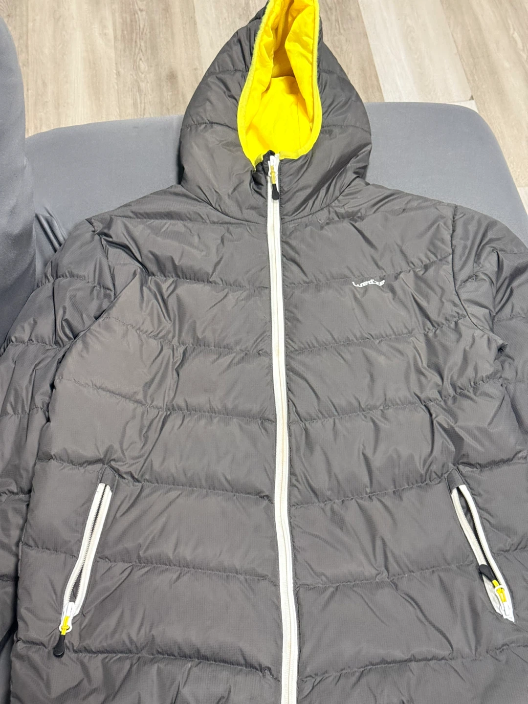 Wedze Puffer Jacket Grey and Yellow