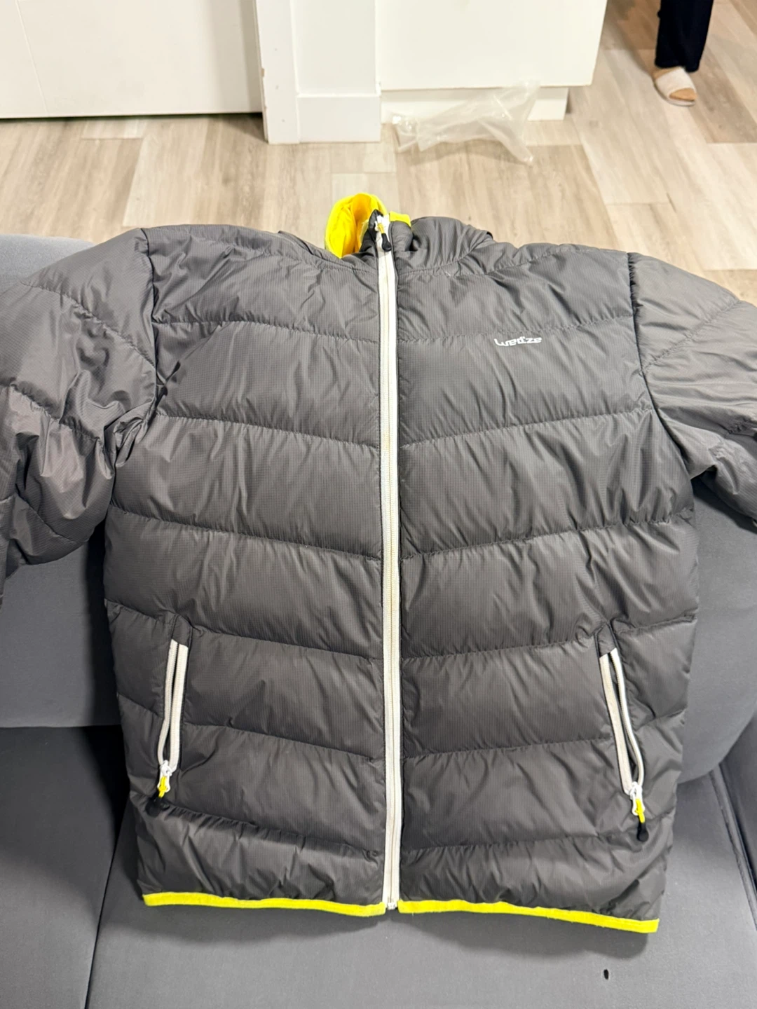Wedze Puffer Jacket Grey and Yellow - photo 2