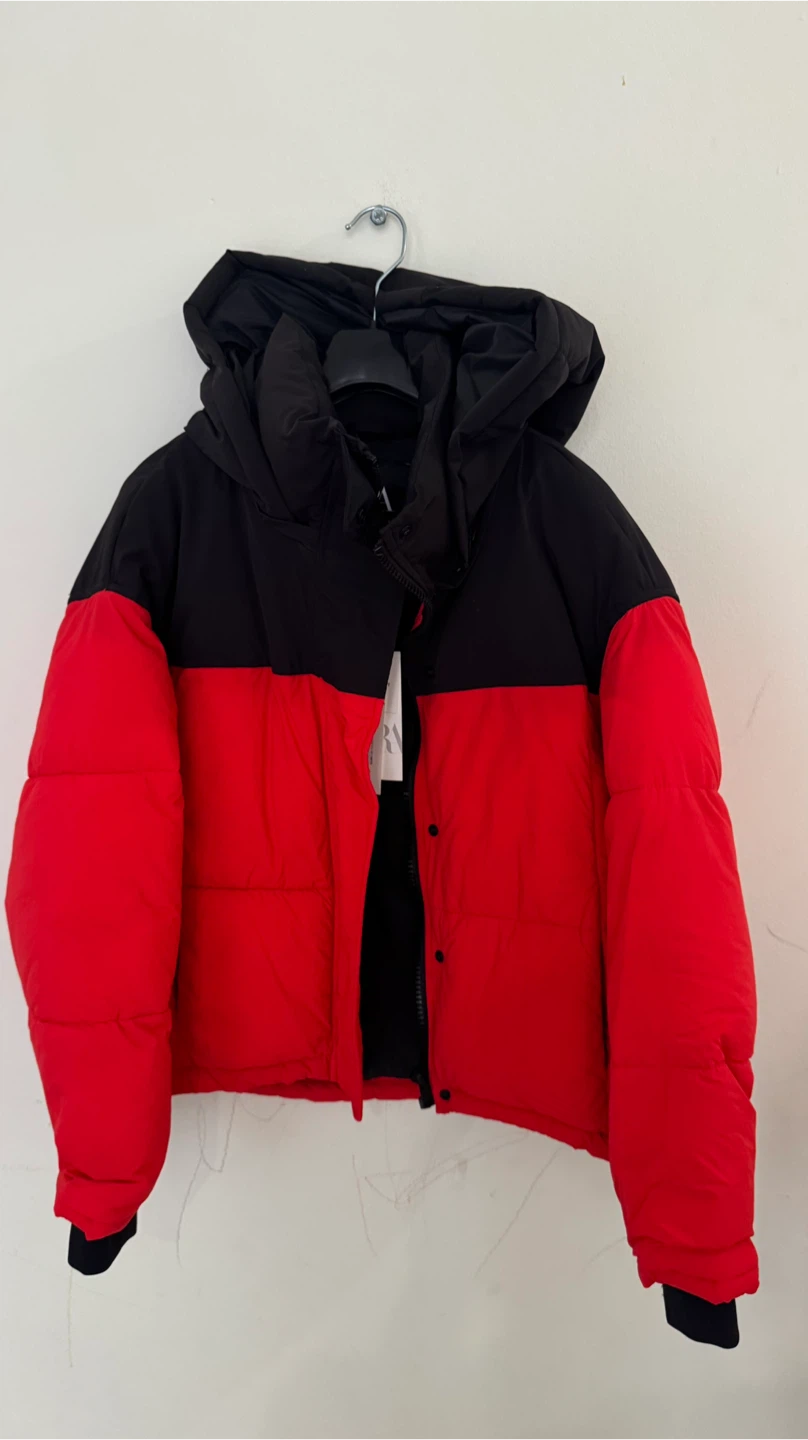 New Zara Puffer Jacket Red and Black