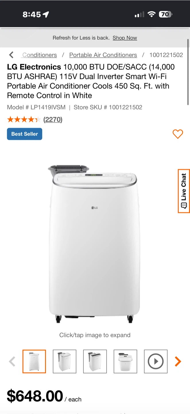LG Dual Inverter Wi-Fi Portable AC  – With Box