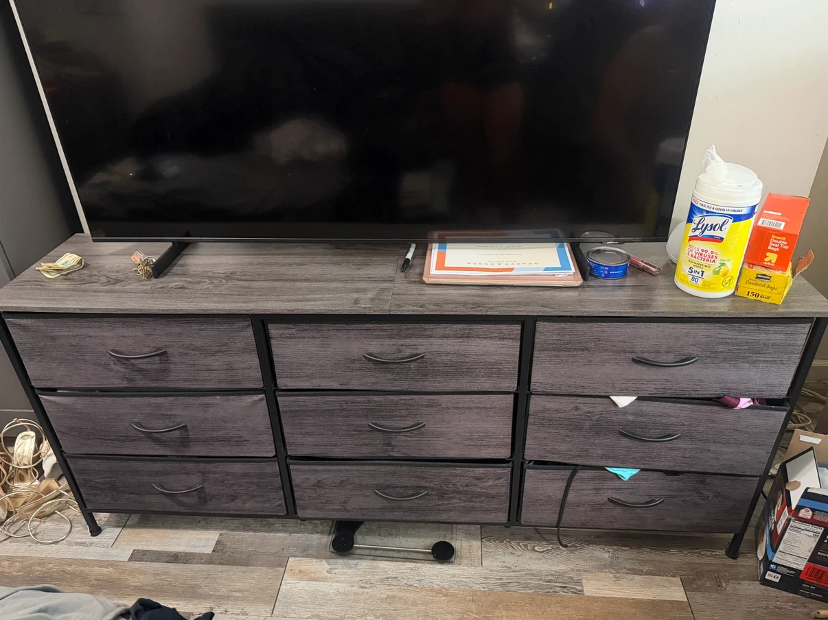 9-Drawer Gray Fabric Dresser