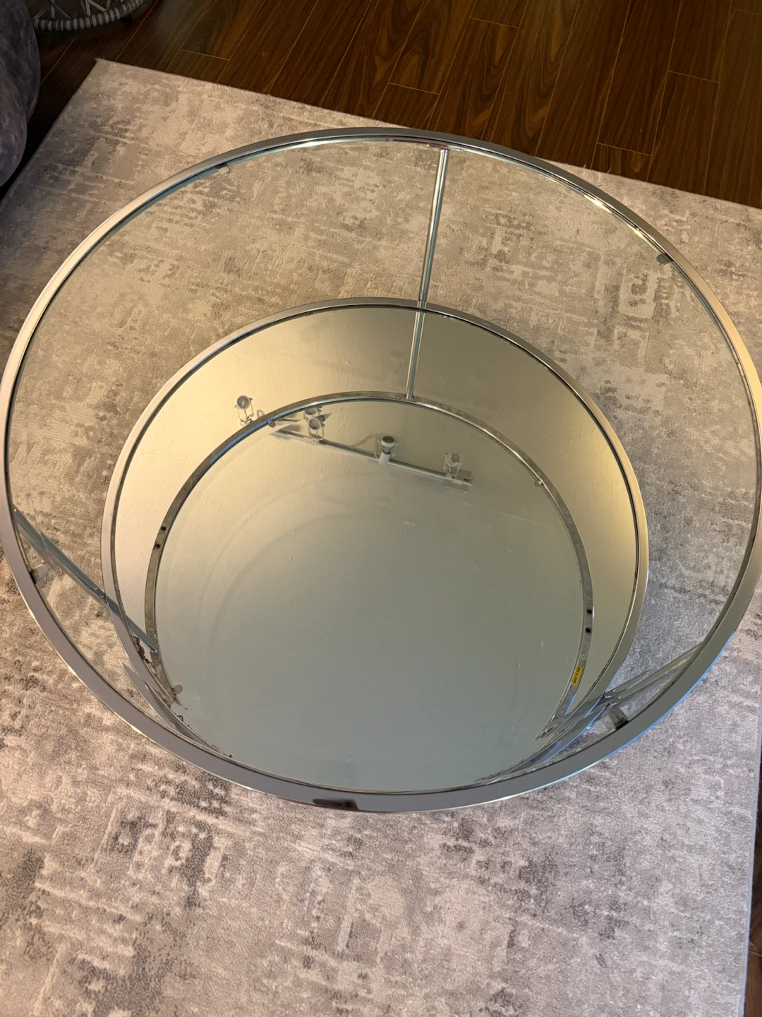 Round Chrome and Glass Coffee Table - photo 2