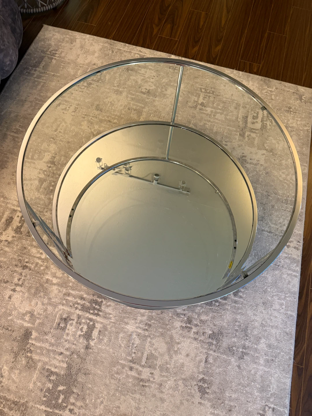 Round Chrome and Glass Coffee Table - photo 3