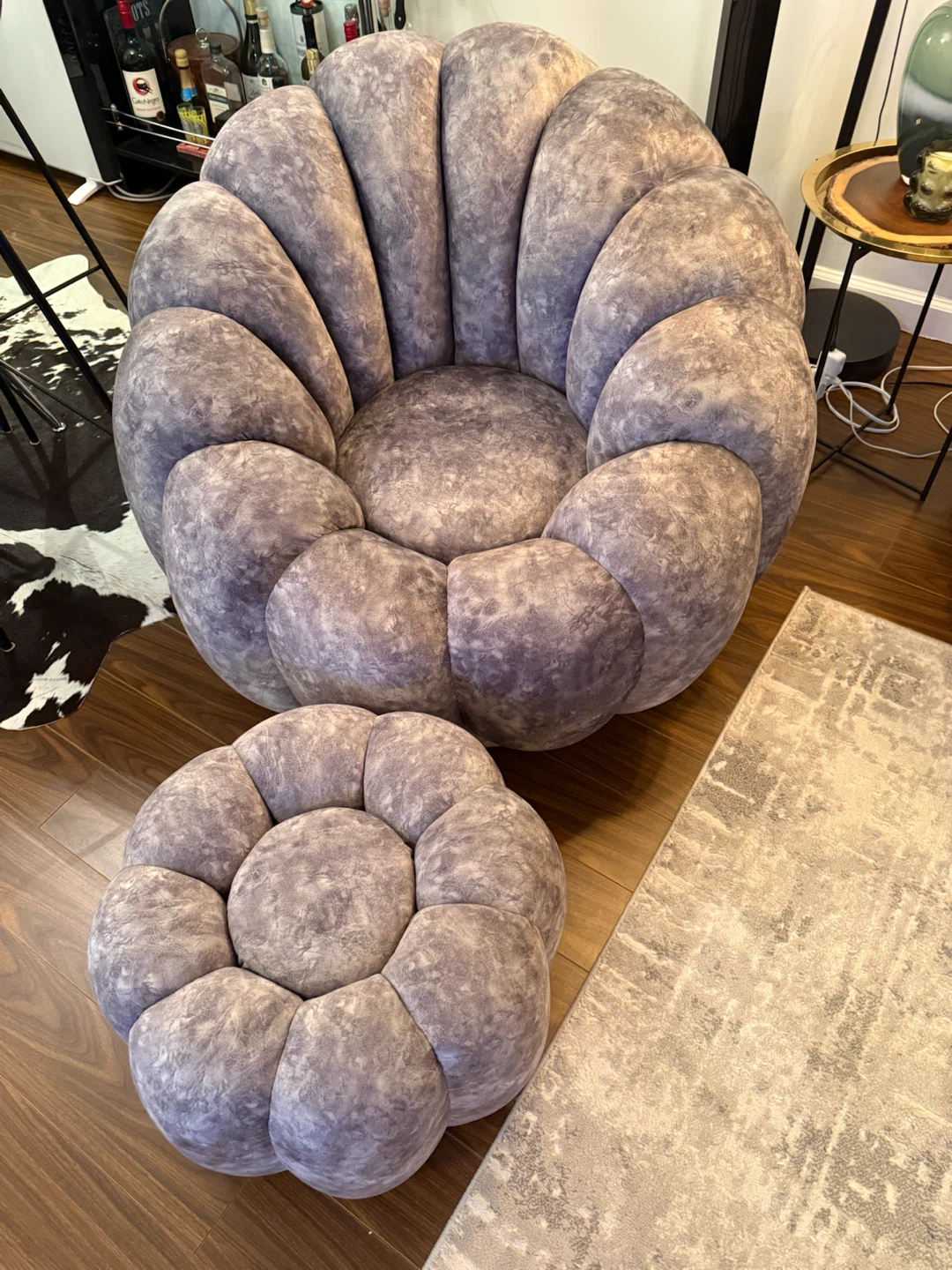 Grey Velvet Channel Tufted Sofa - photo 3