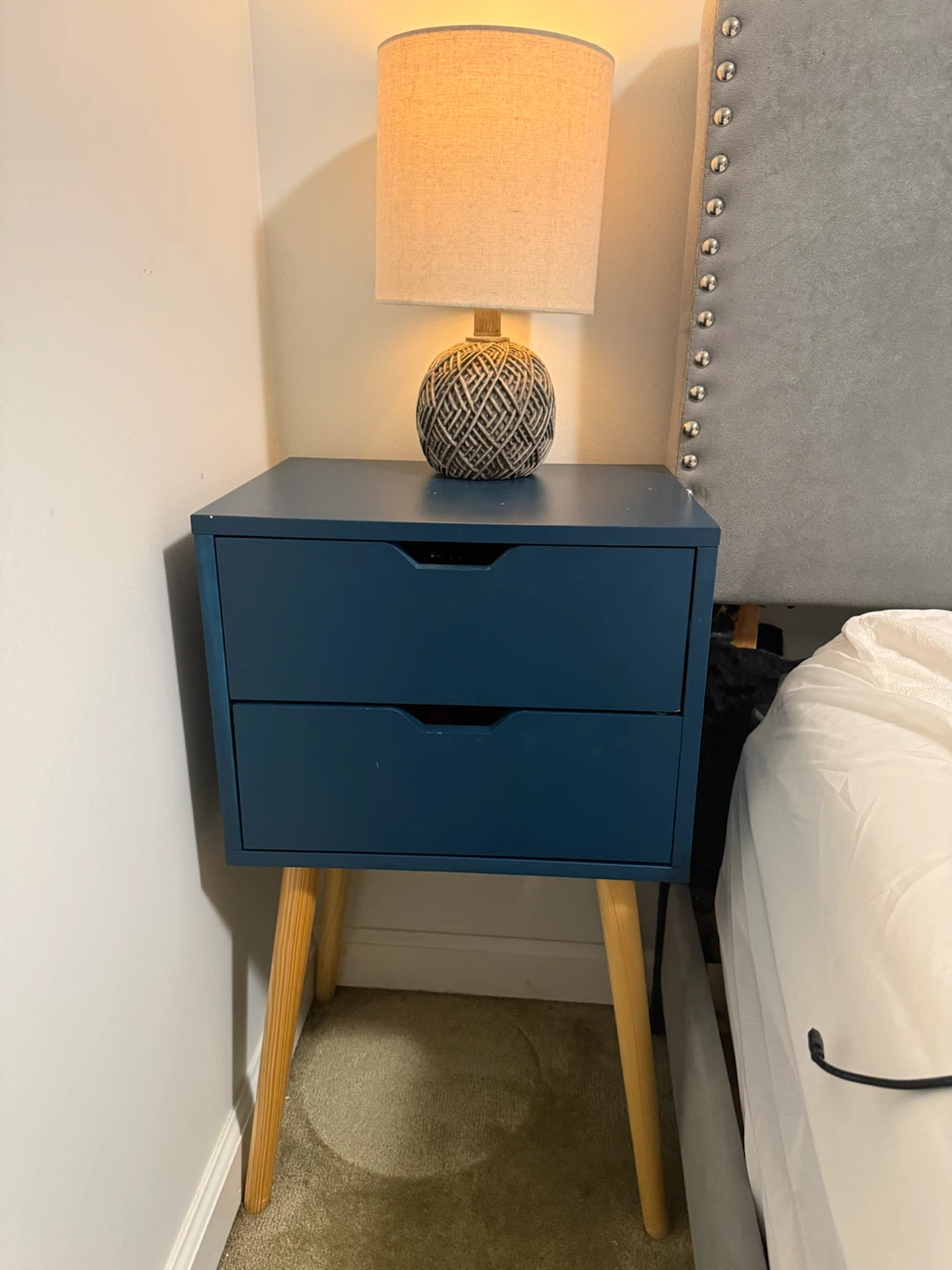 Blue Mid-Century Style Bedside Table