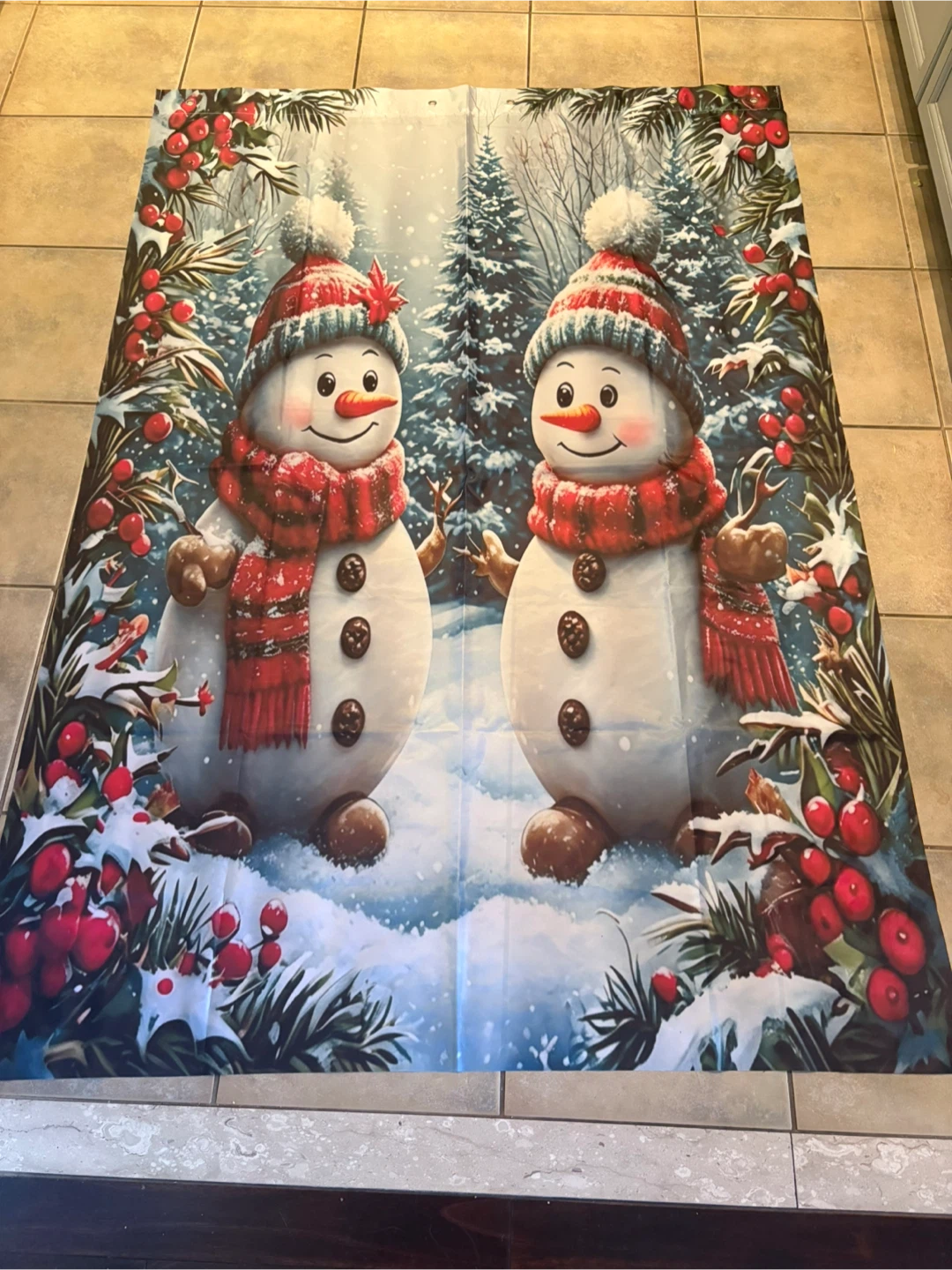 Christmas Snowman Shower STALL Curtain