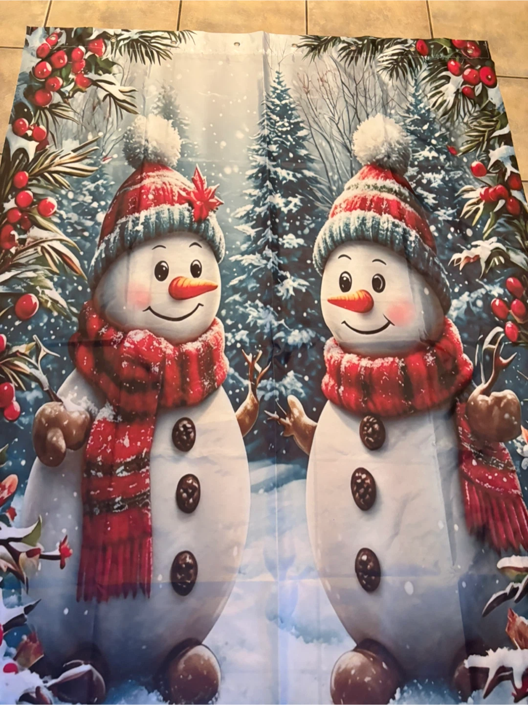 Christmas Snowman Shower STALL Curtain - photo 2