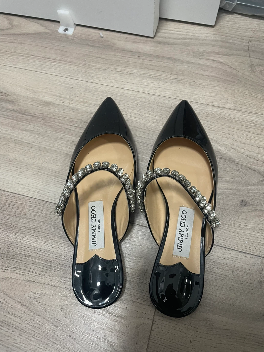 Jimmy Choo Black Patent Crystal Mules - photo 3