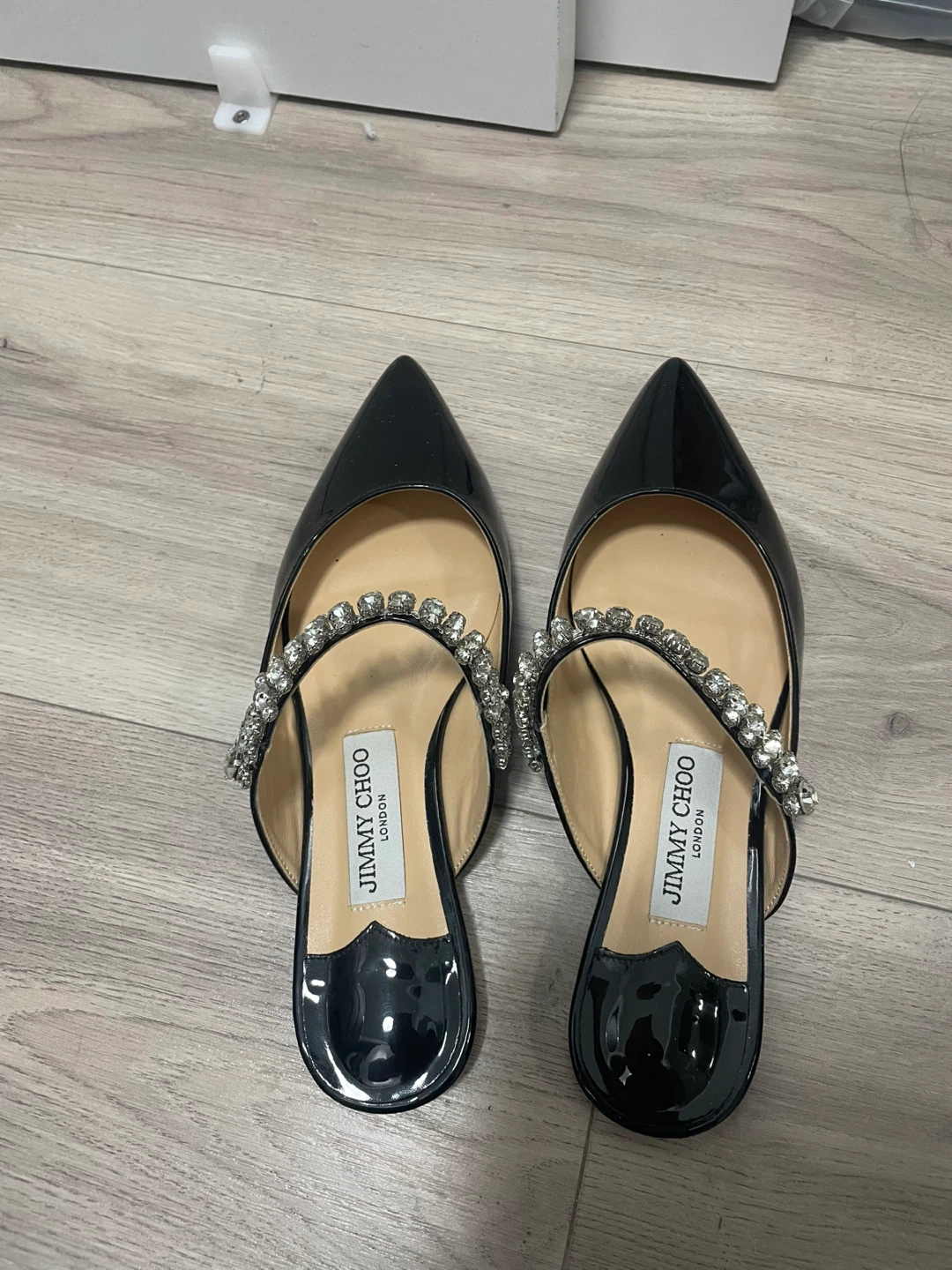 Jimmy Choo Black Patent Crystal Mules - photo 4