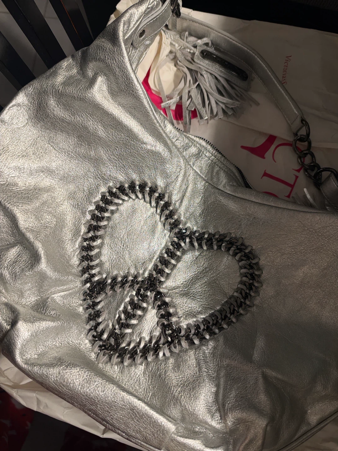 Betsey Johnson Metallic Silver Shoulder Bag