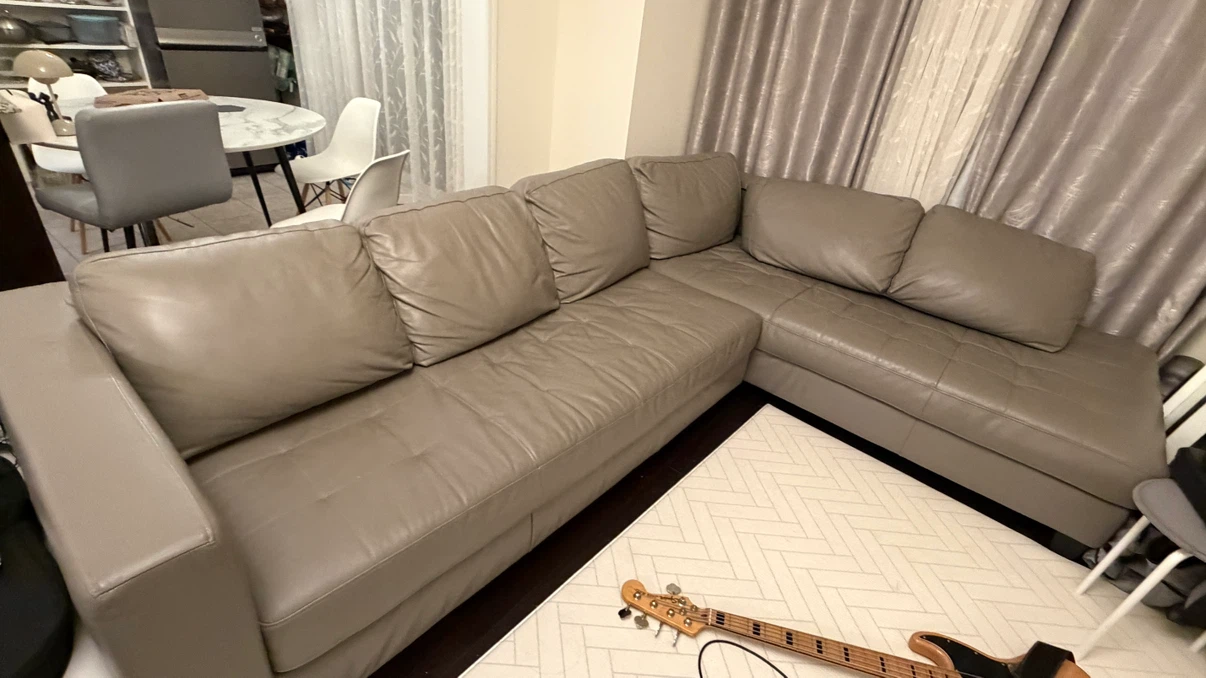 Grey Leather Sectional Sofa