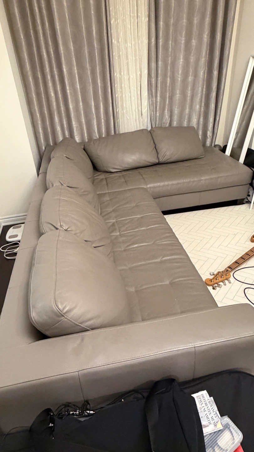 Grey Leather Sectional Sofa - photo 2
