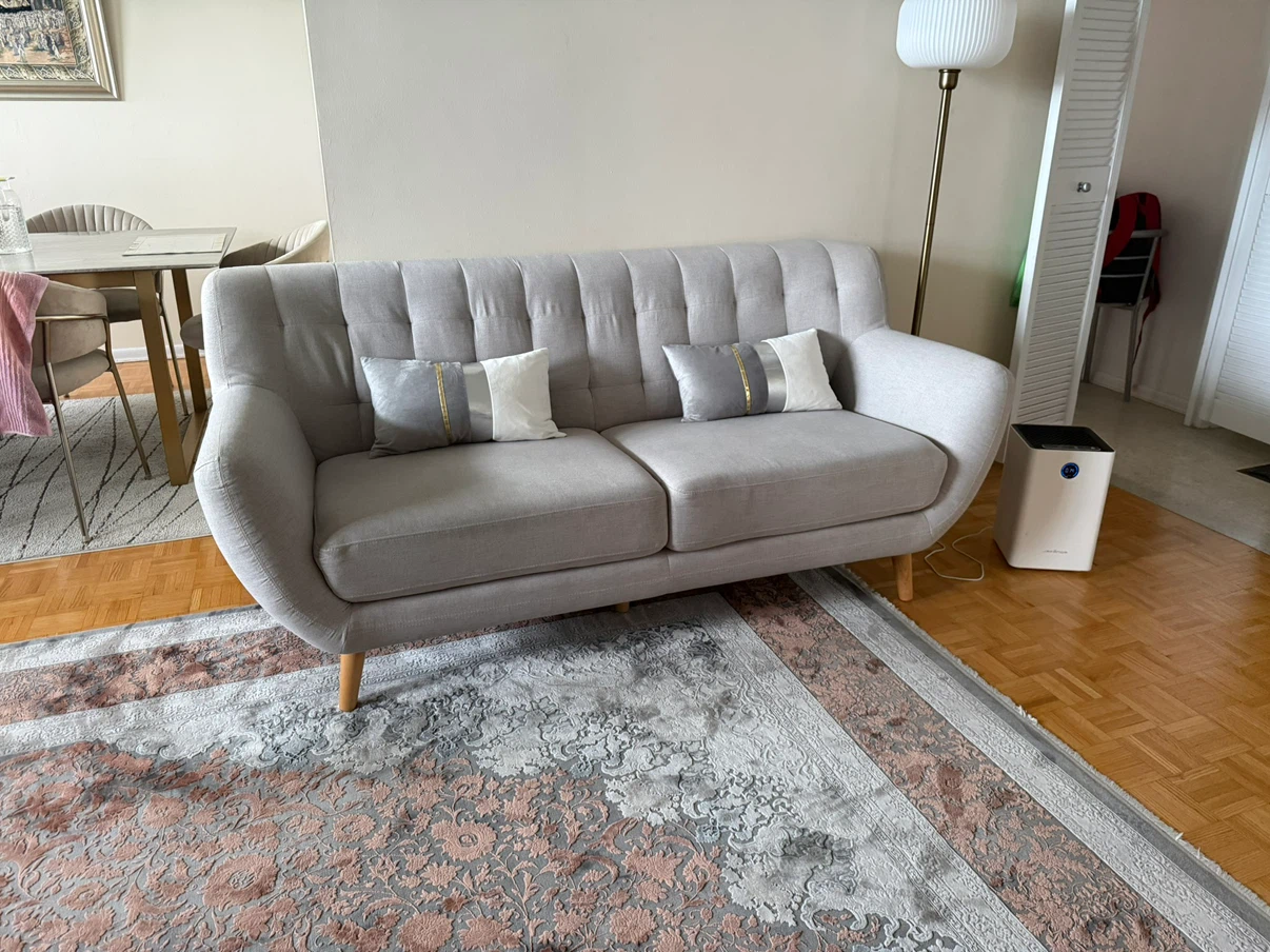 Light Grey Mid-Century Modern Sofa