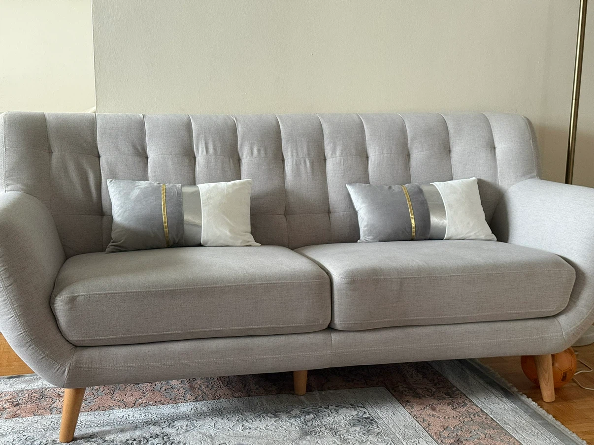 Light Grey Mid-Century Modern Sofa - photo 2