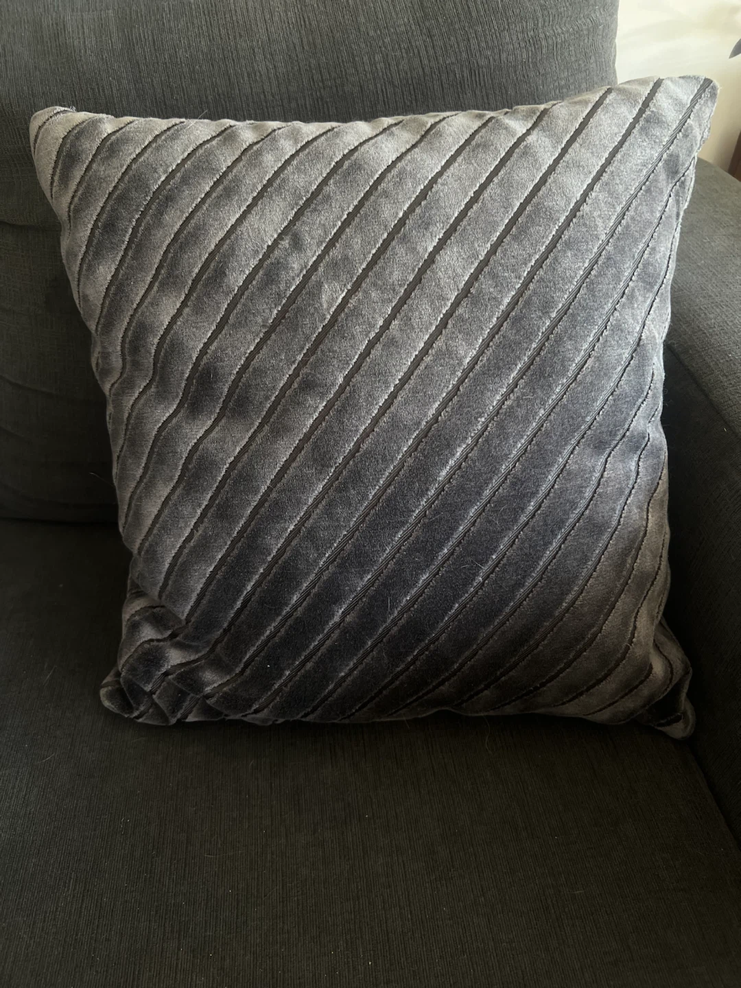 Grey Velvet Throw Pillow