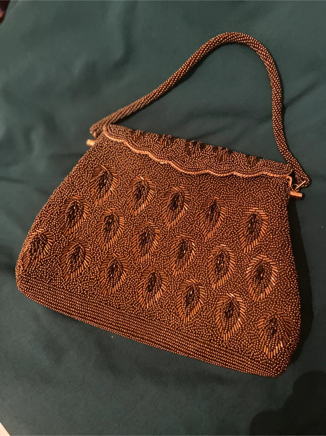 Vintage Beaded Copper Evening Bag