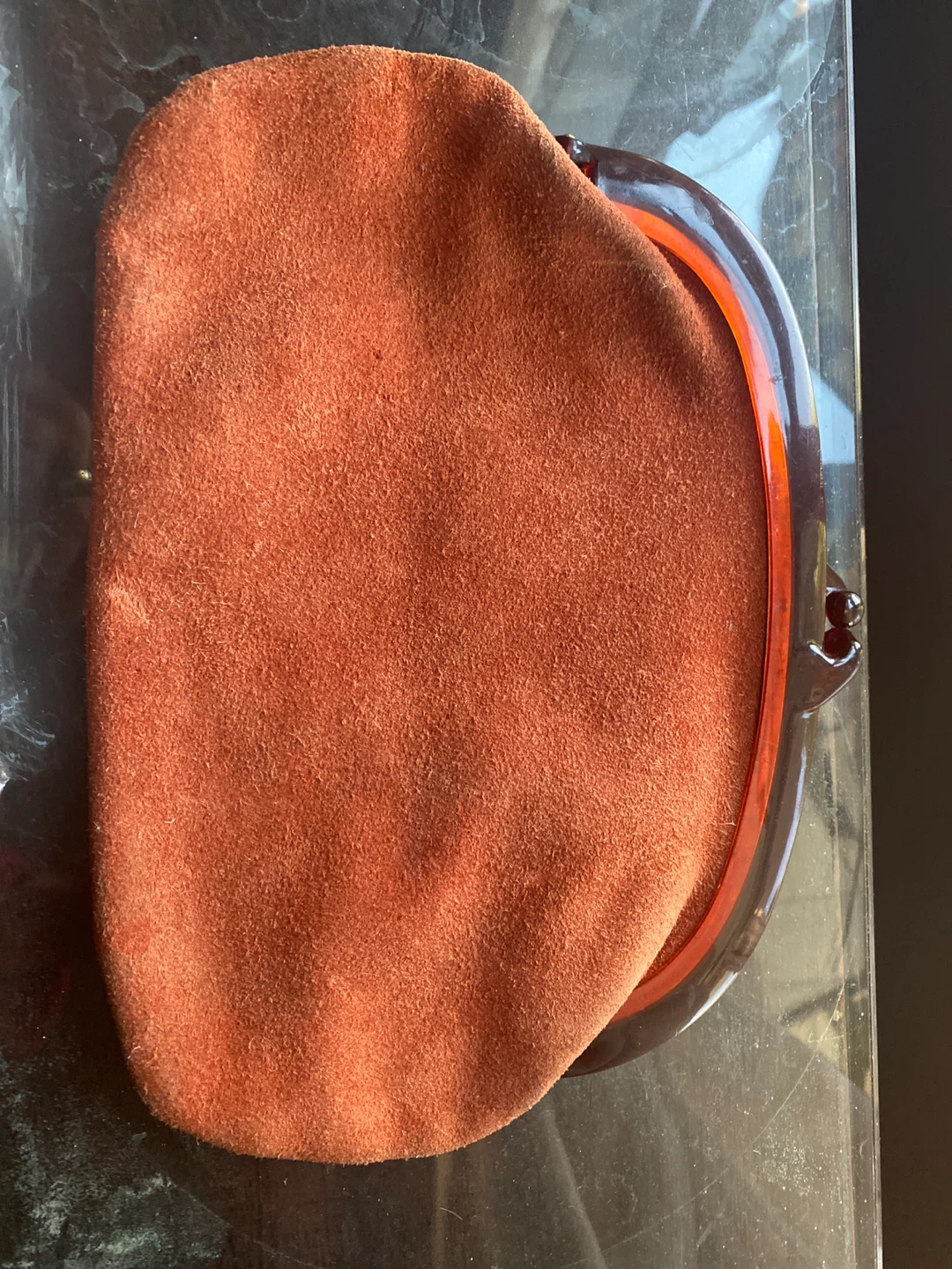 Vintage Suede Clutch with Chain