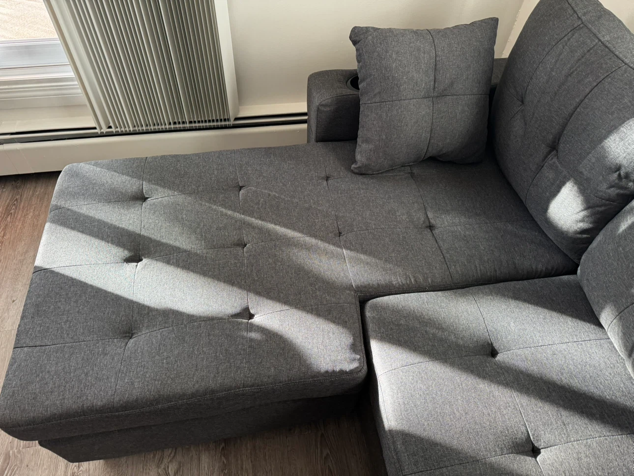 Brand New Dark Grey Sectional Sofa w/ Chaise & Cup Holders - photo 4