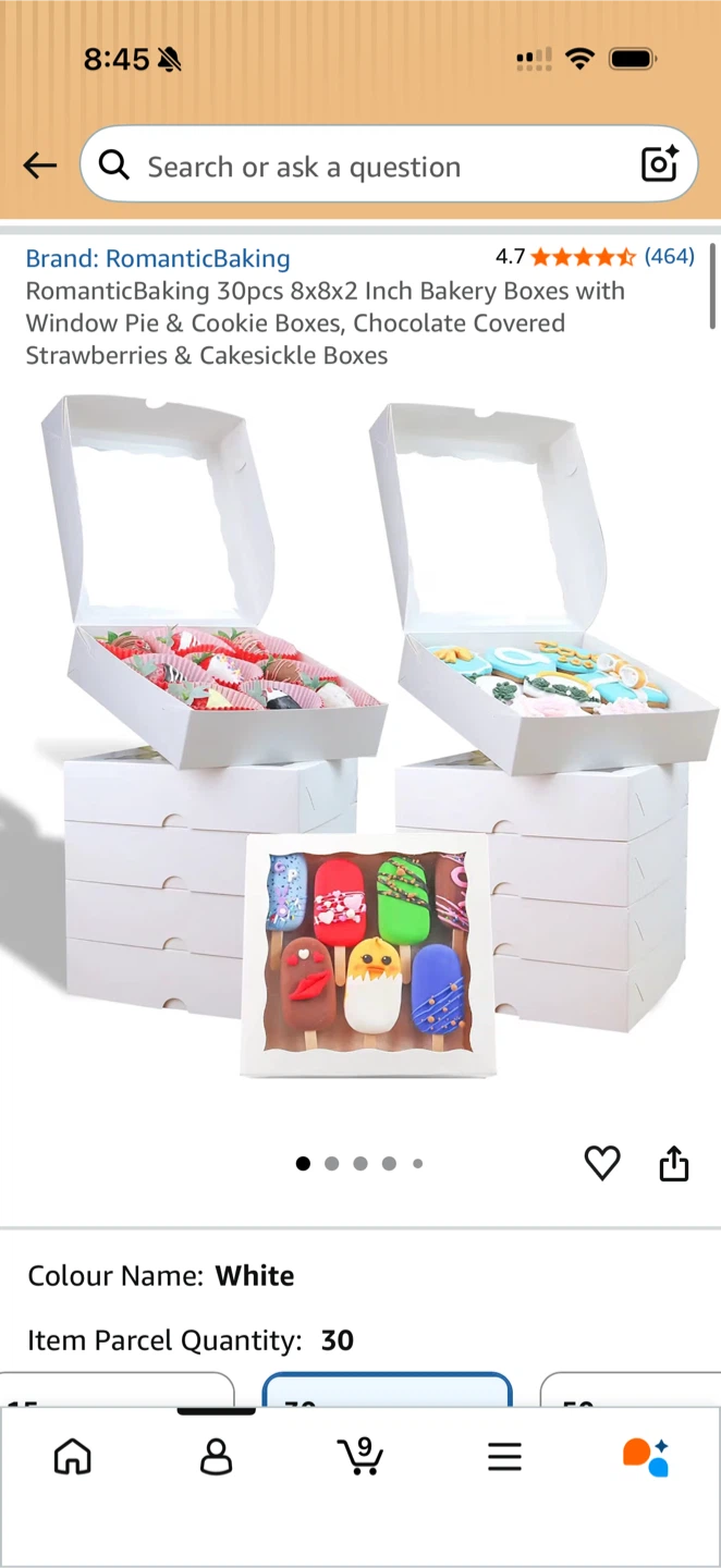 RomanticBaking 28pc Bakery Boxes 8x8x2 Inch