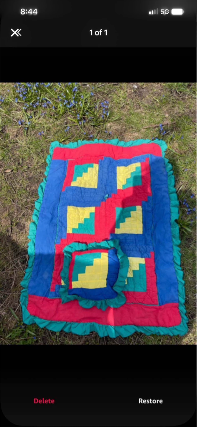 Quilted baby mat and matching cushion