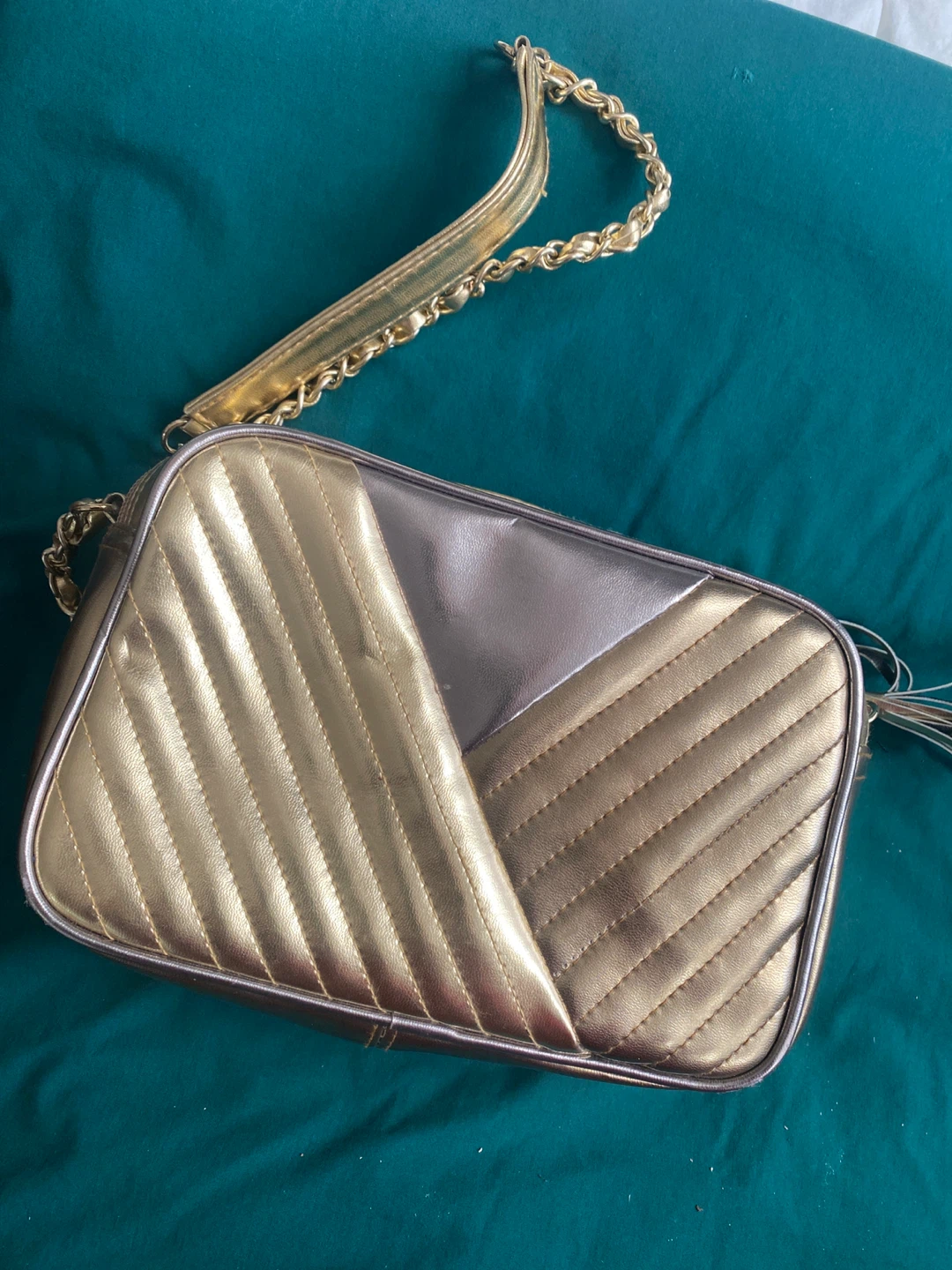 Gold Quilted Crossbody Bag - photo 3