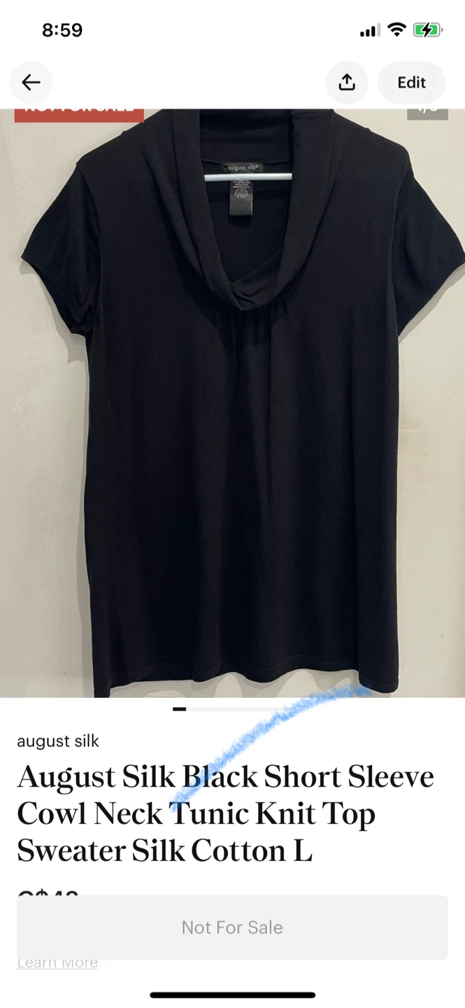 August Silk Black Cowl Neck Knit Tunic Top