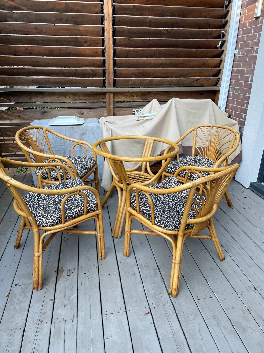 Rattan Bistro or Dining Set with 4 Chairs and table glass top