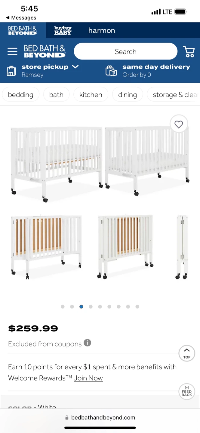 White Portable Folding Crib - photo 2