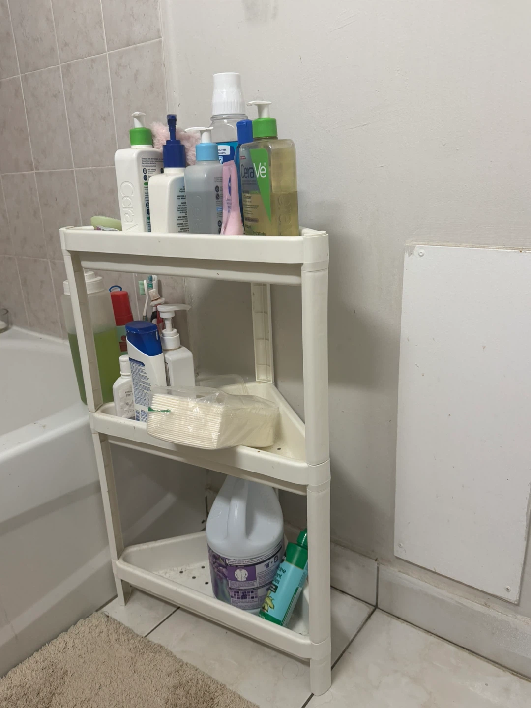White 3-Tier Corner Bathroom Shelf