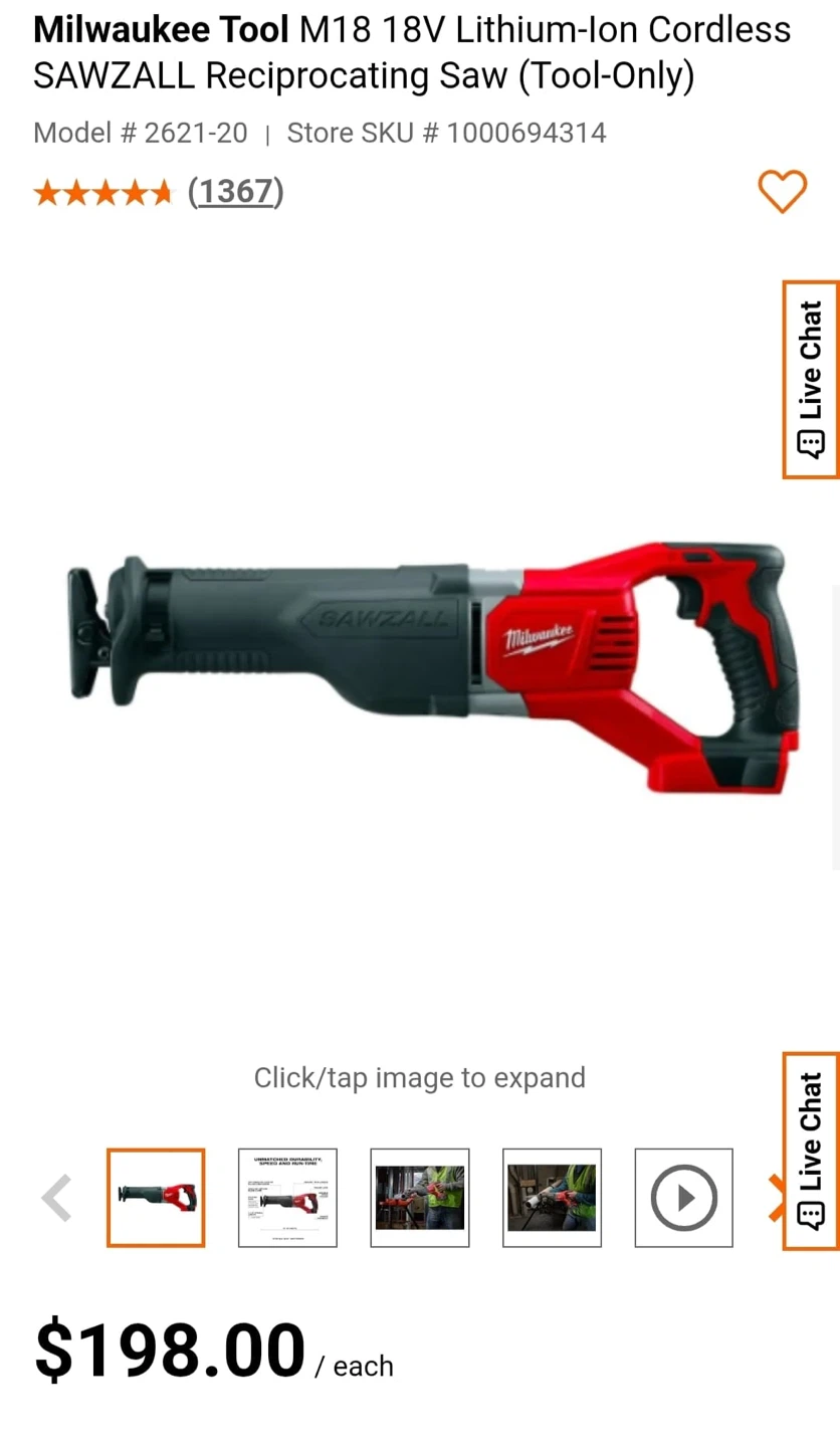 Milwaukee M18 SAWZALL Reciprocating Saw